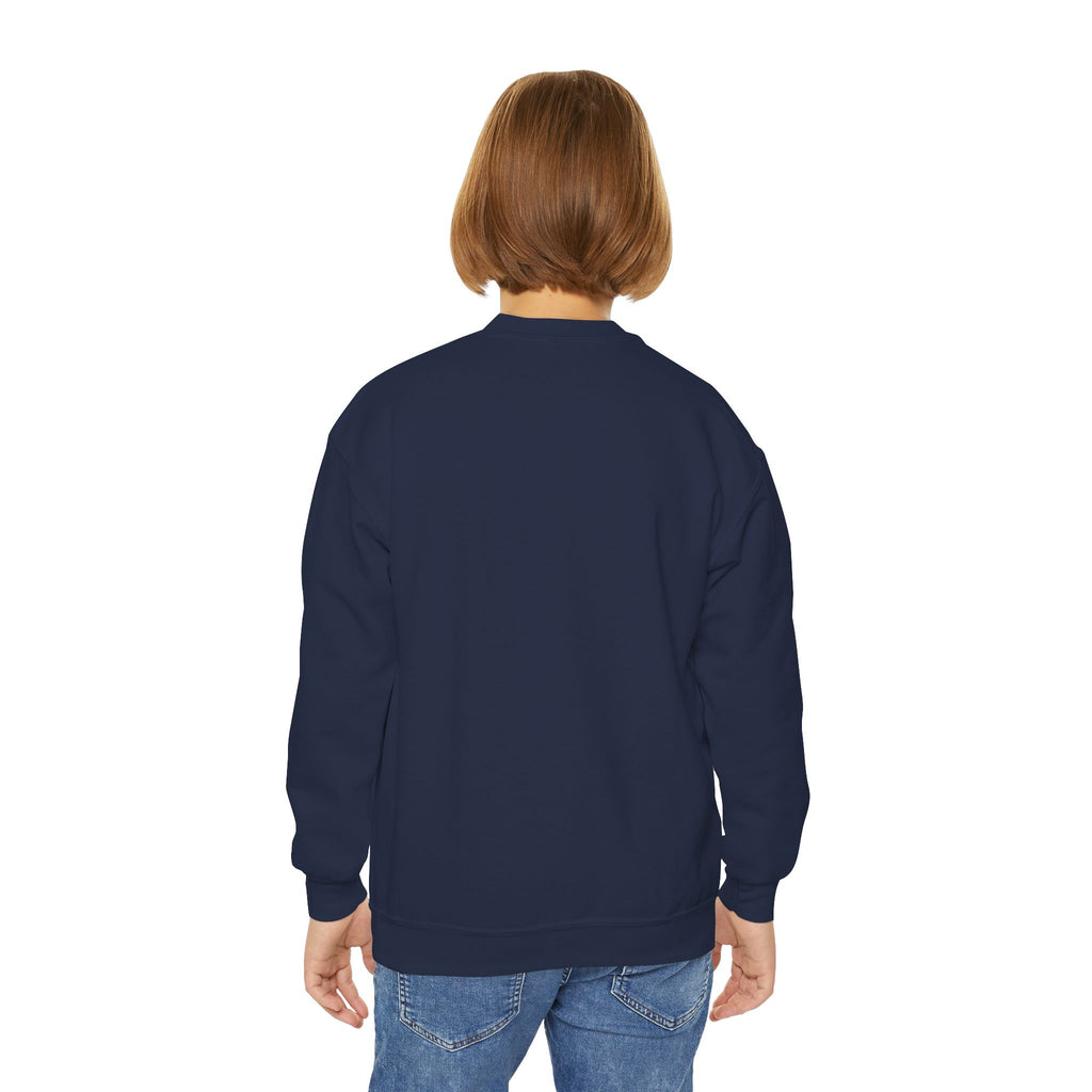 Youth Crewneck Sweatshirt — "Smart, Strong & Brave" Colorful Skateboard Graphic