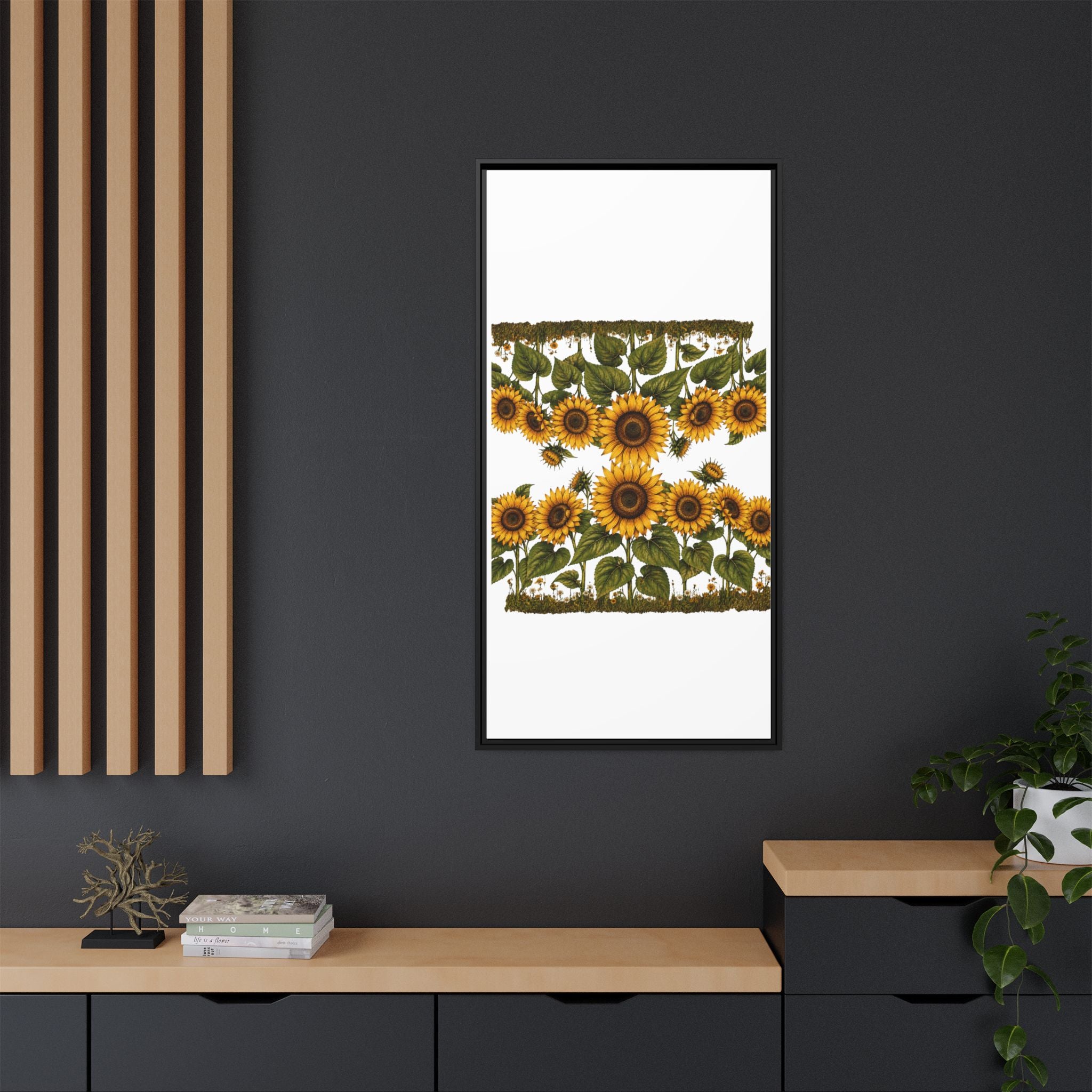 Framed Sunflower Canvas Print — Matte Floral Wall Art