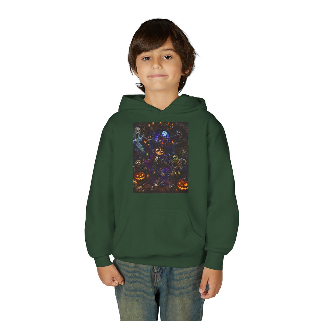 Youth Hoodie - Spooky Magician Halloween Jack-o'-Lantern Galaxy Design
