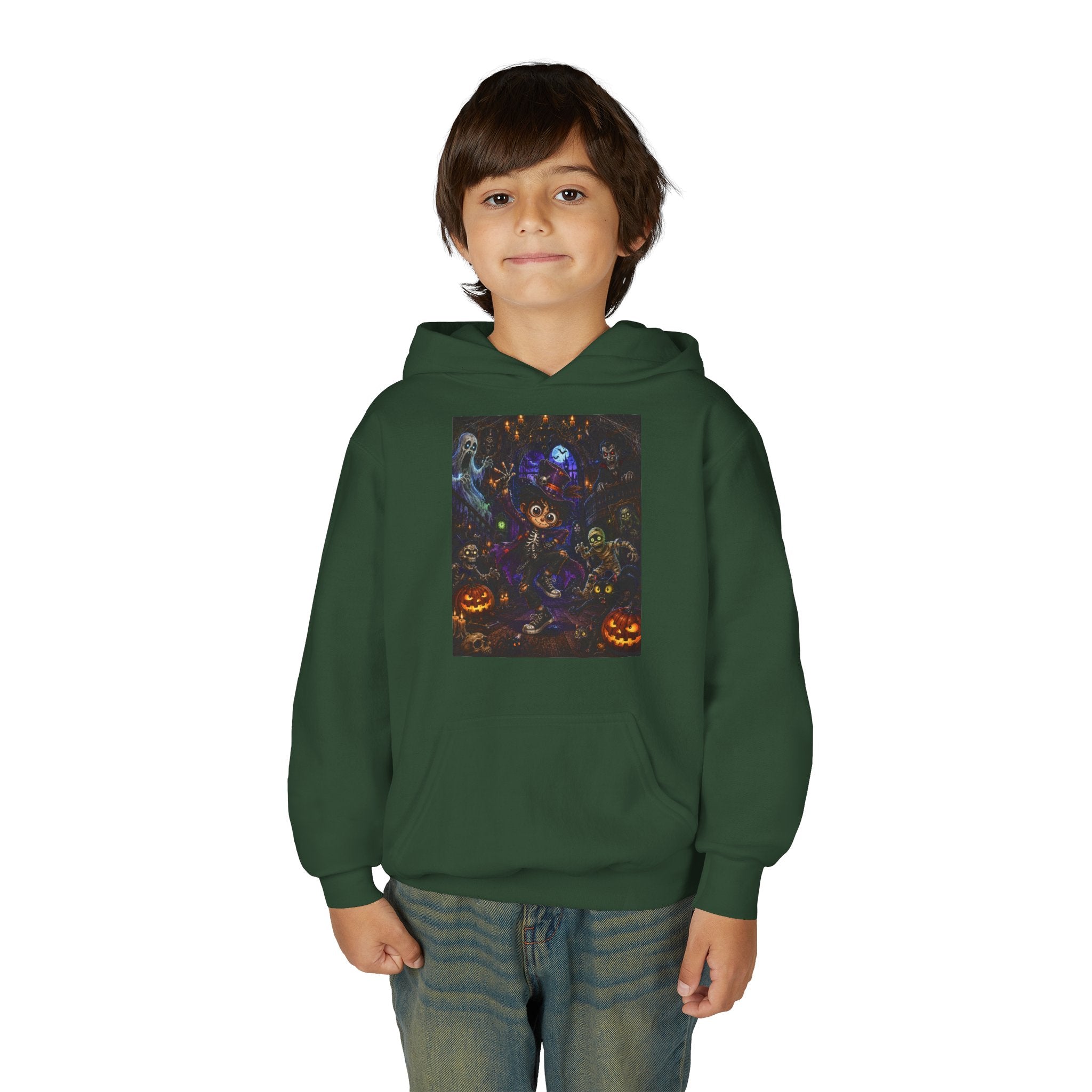 Youth Hoodie - Spooky Magician Halloween Jack-o'-Lantern Galaxy Design