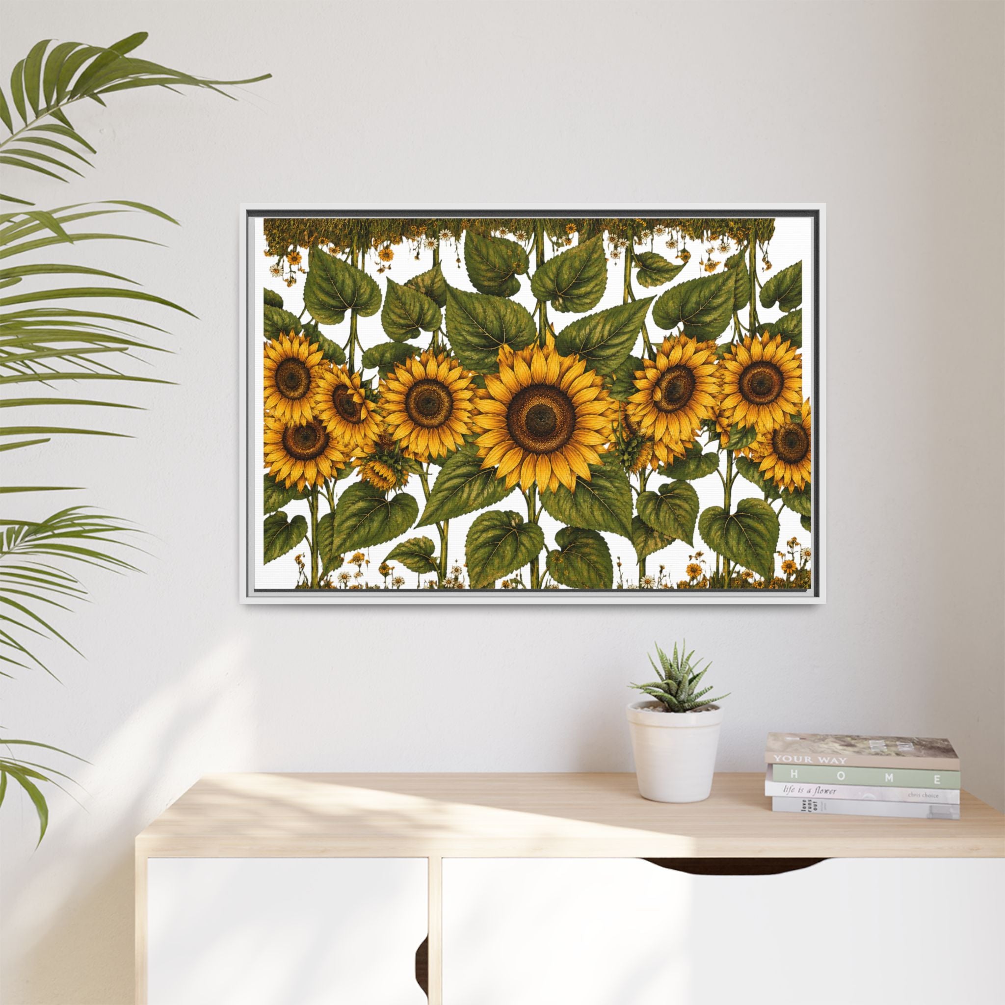 Framed Sunflower Canvas Print — Matte Floral Wall Art