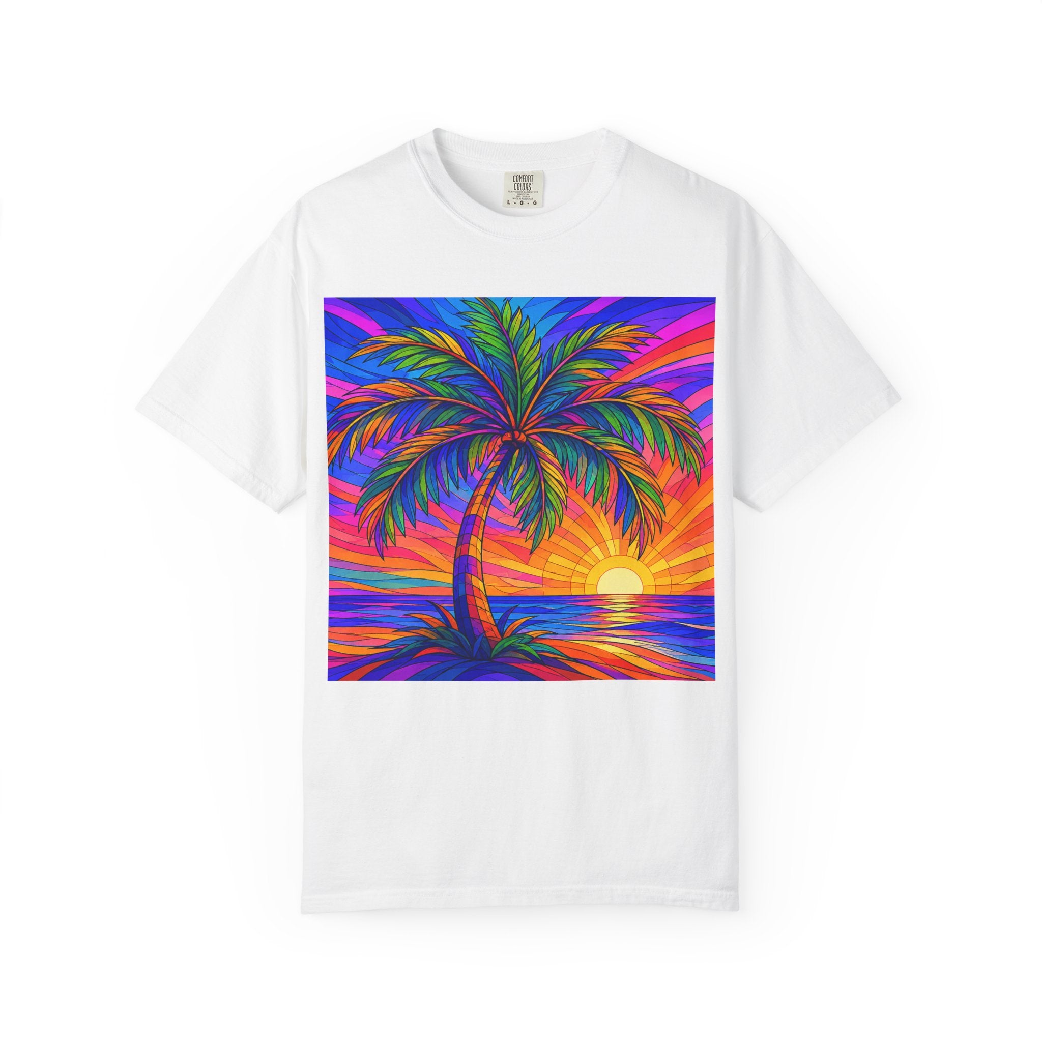 Sunset Palm T-Shirt — Vibrant Tropical Beach Tee