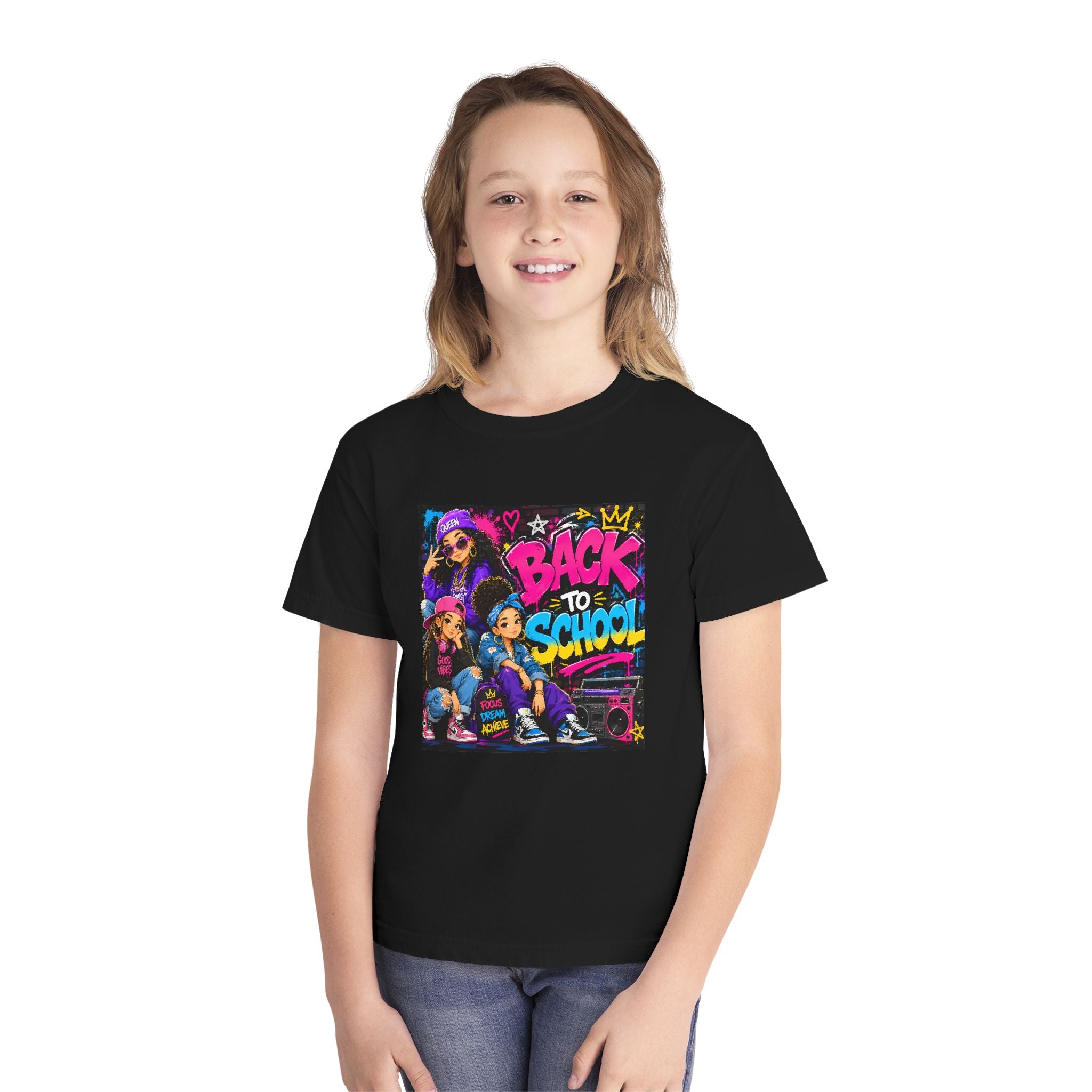 Back to School Youth Tee — Retro Hip-Hop Graphic with Custom Name