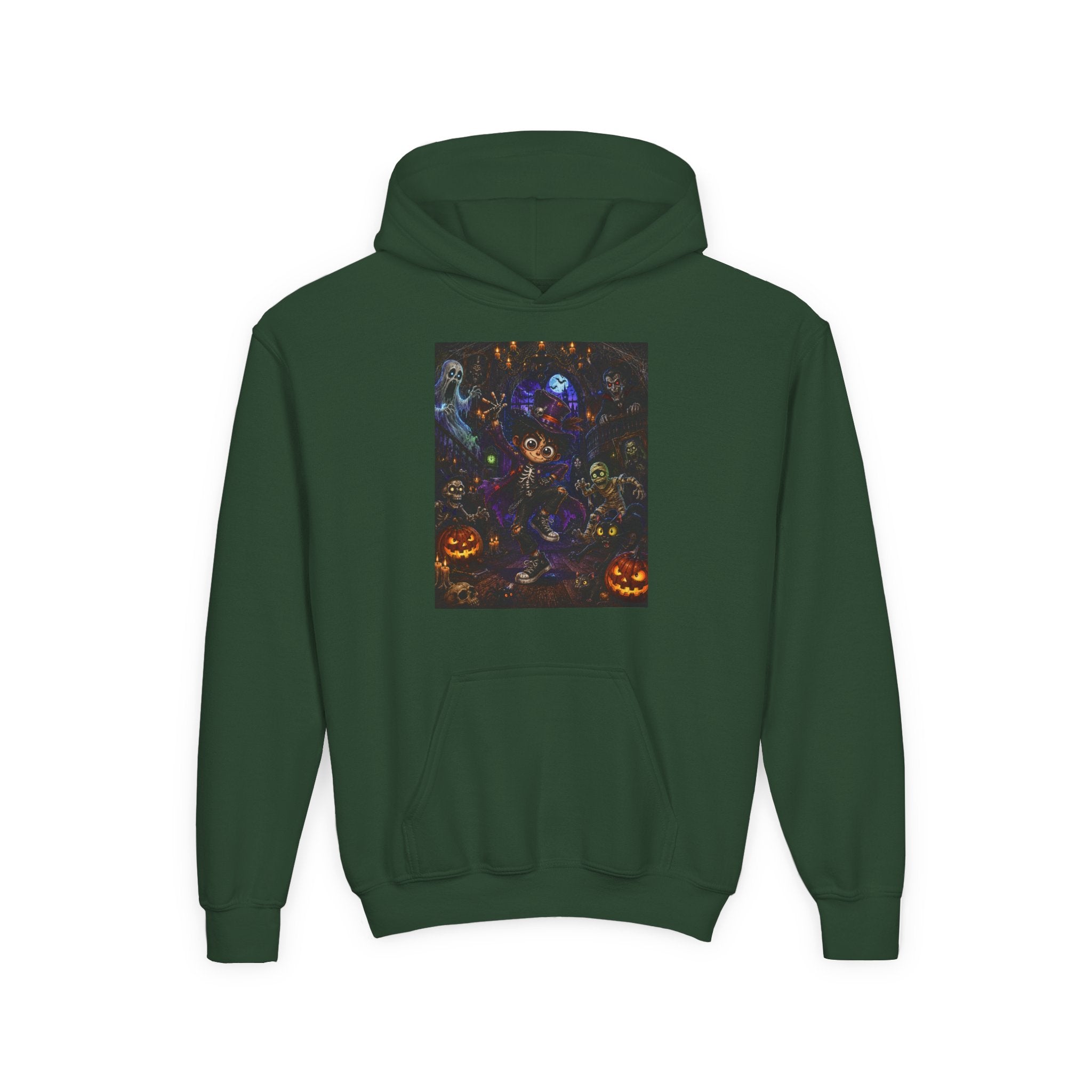 Youth Hoodie - Spooky Magician Halloween Jack-o'-Lantern Galaxy Design