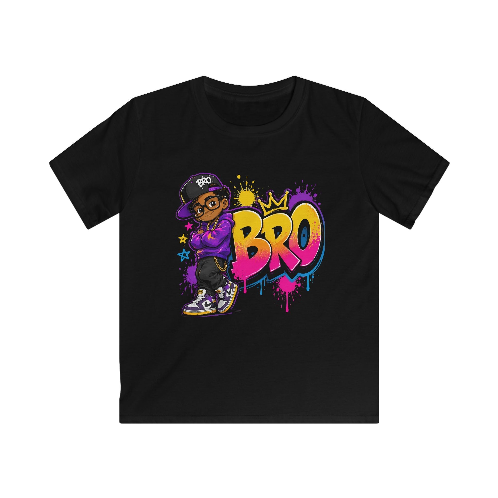 Kids 'BRO' Streetwear Tee — Cool Hip-Hop Skateboard Graphic T-Shirt for Boys