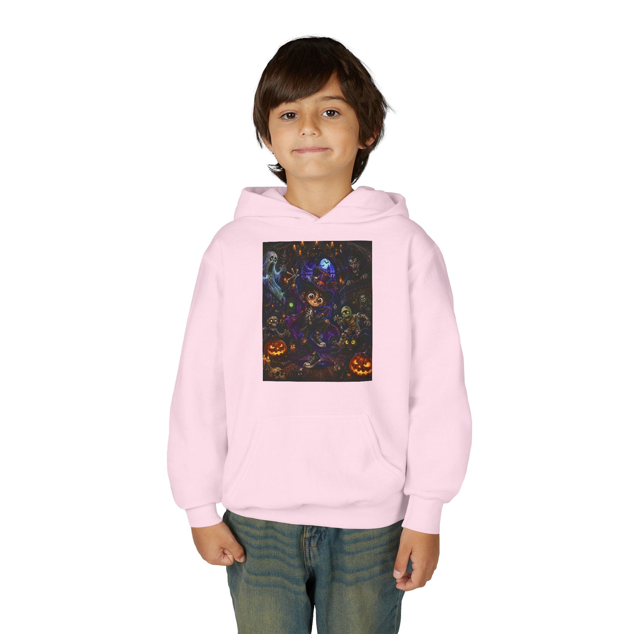Youth Hoodie - Spooky Magician Halloween Jack-o'-Lantern Galaxy Design