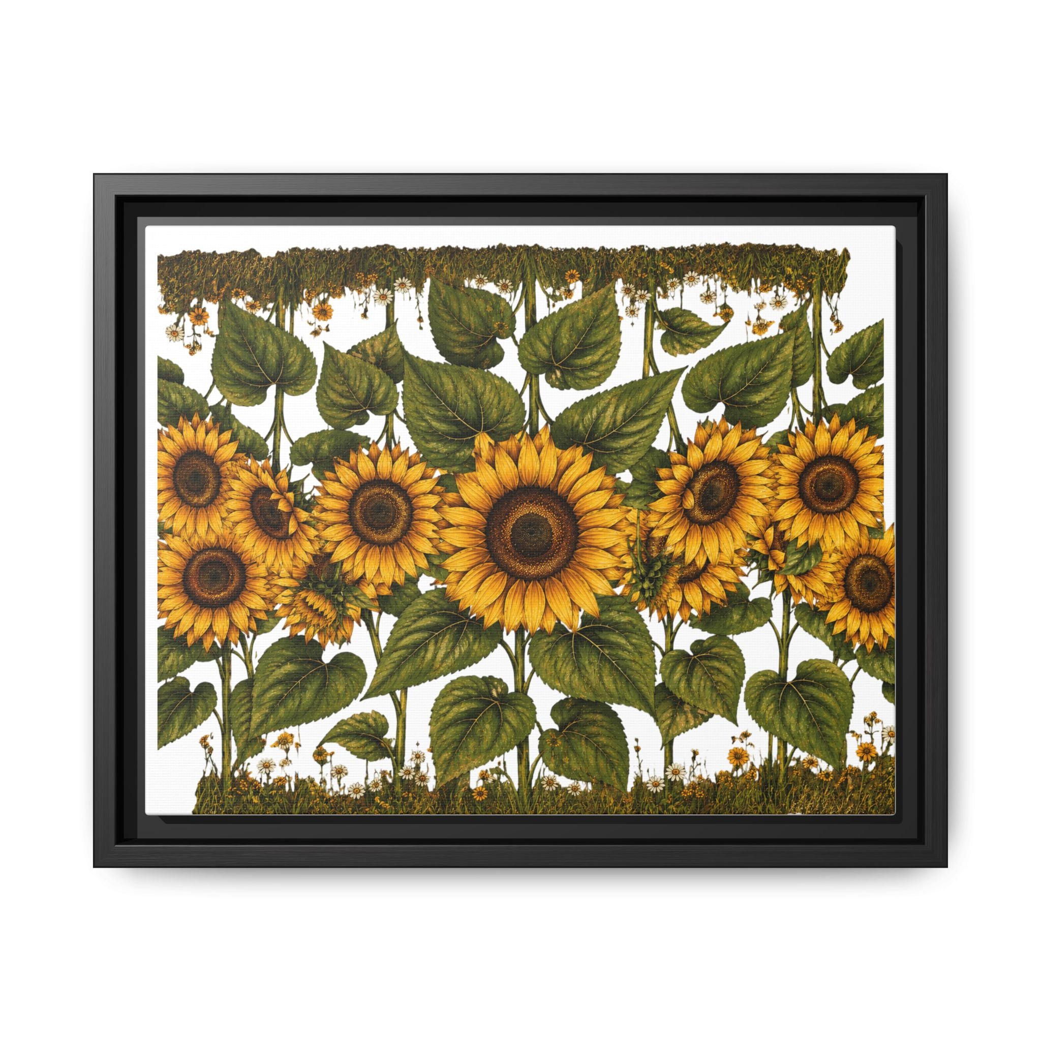 Framed Sunflower Canvas Print — Matte Floral Wall Art