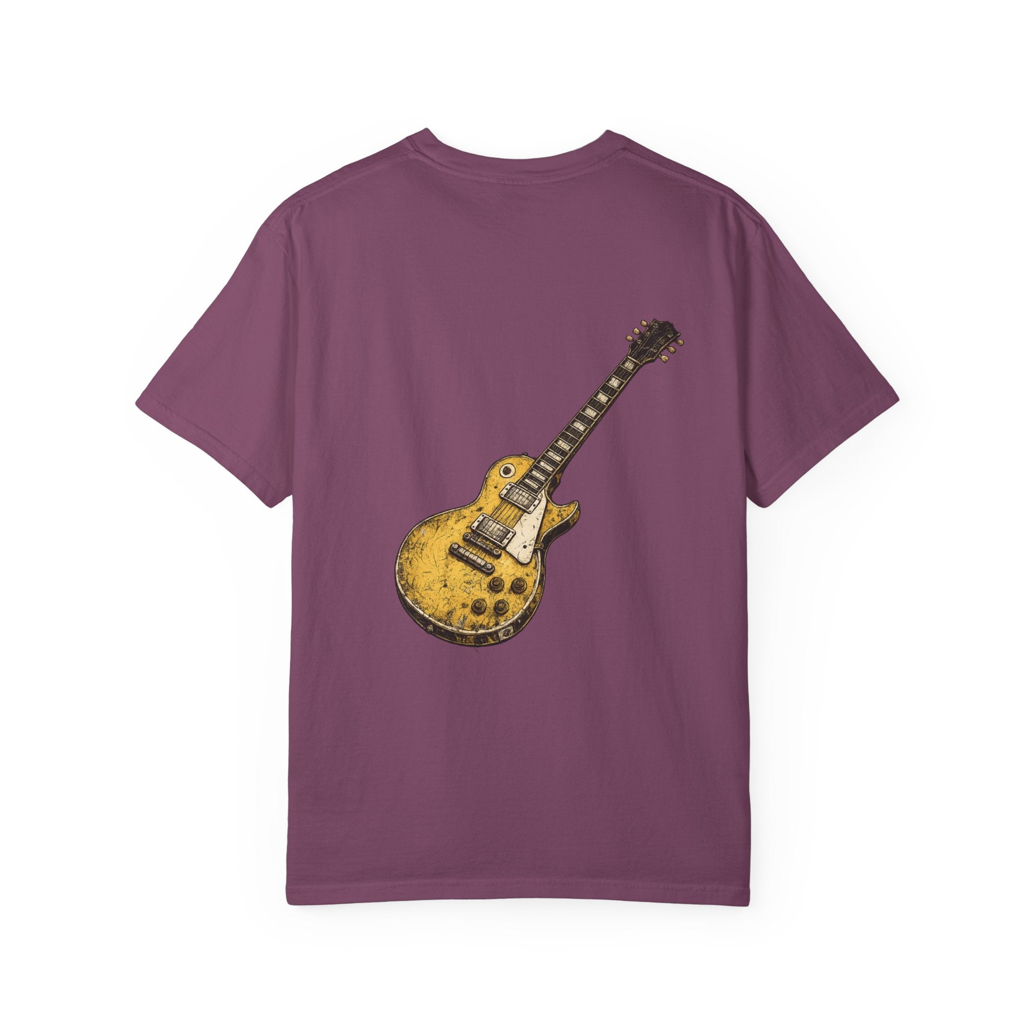 Vintage Rock Guitar T-Shirt — Grunge Band Photo & Les Paul Back Print