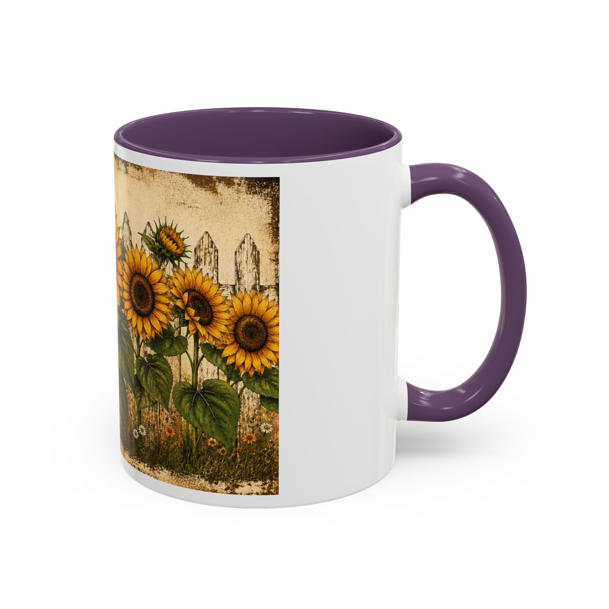 Sunflower Garden Coffee Mug — Vintage Farmhouse Floral Accent Mug