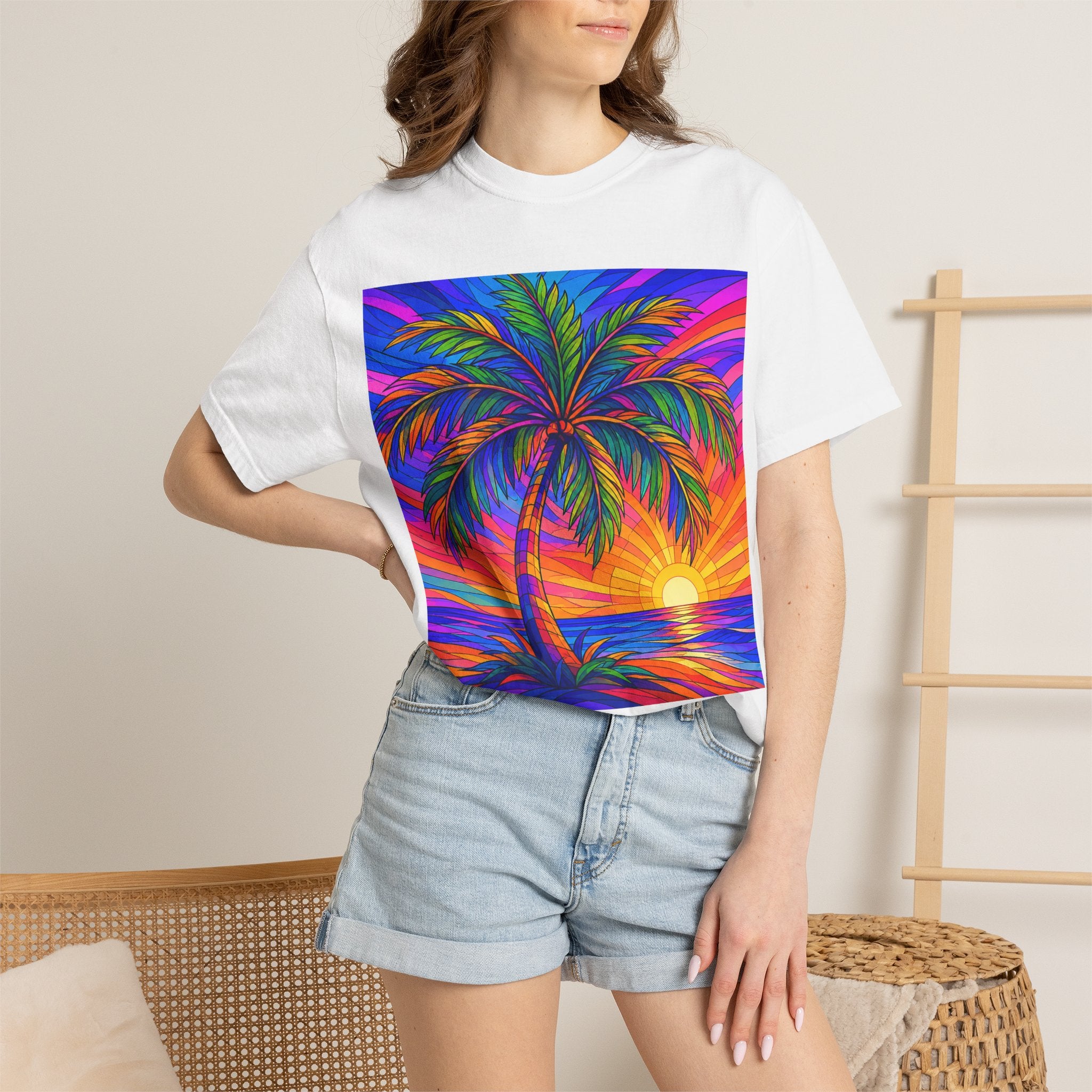 Sunset Palm T-Shirt — Vibrant Tropical Beach Tee