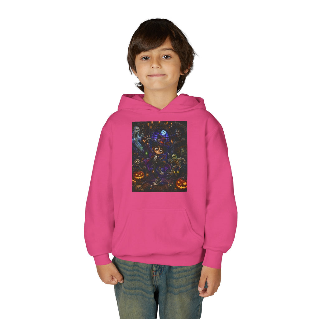 Youth Hoodie - Spooky Magician Halloween Jack-o'-Lantern Galaxy Design