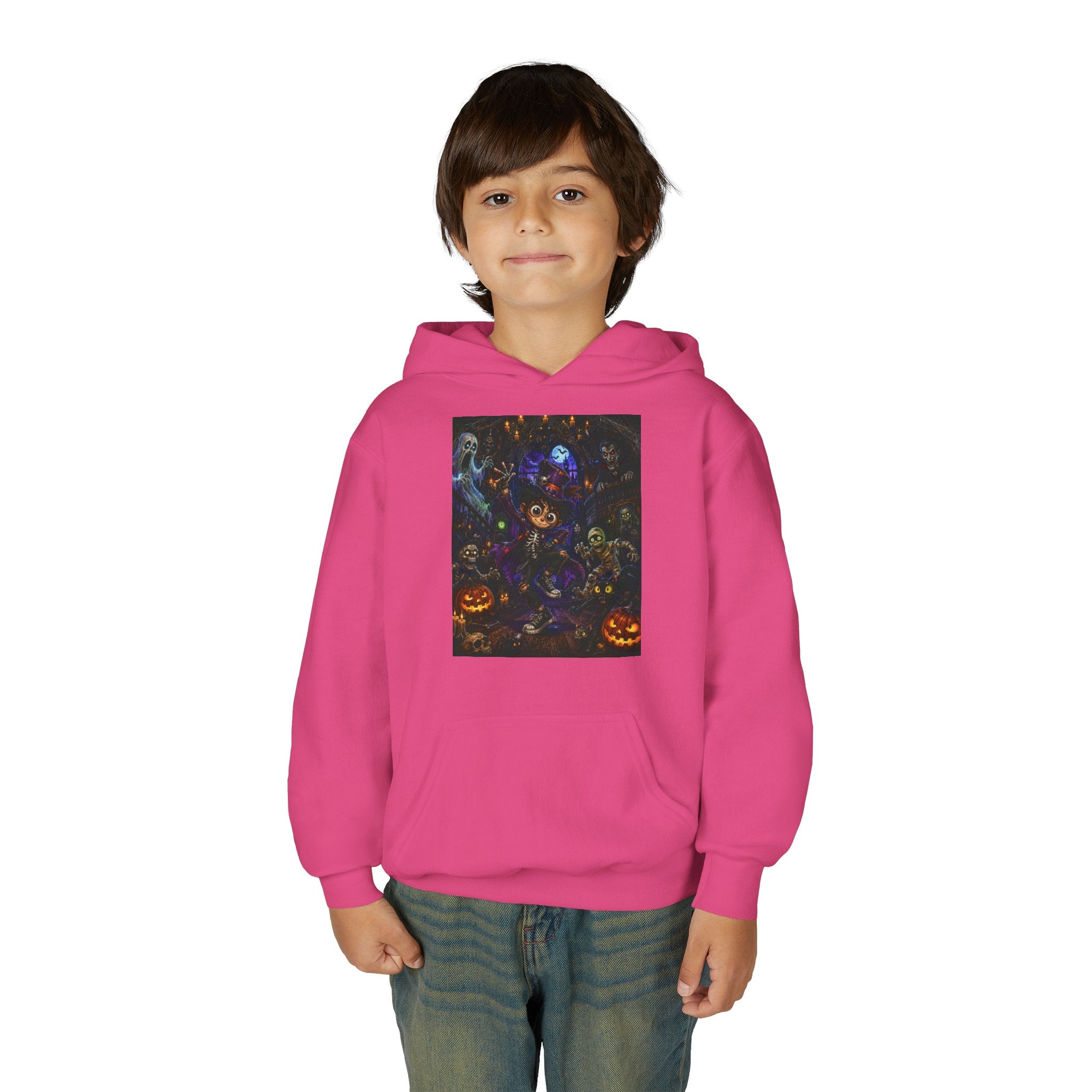 Youth Hoodie - Spooky Magician Halloween Jack-o'-Lantern Galaxy Design