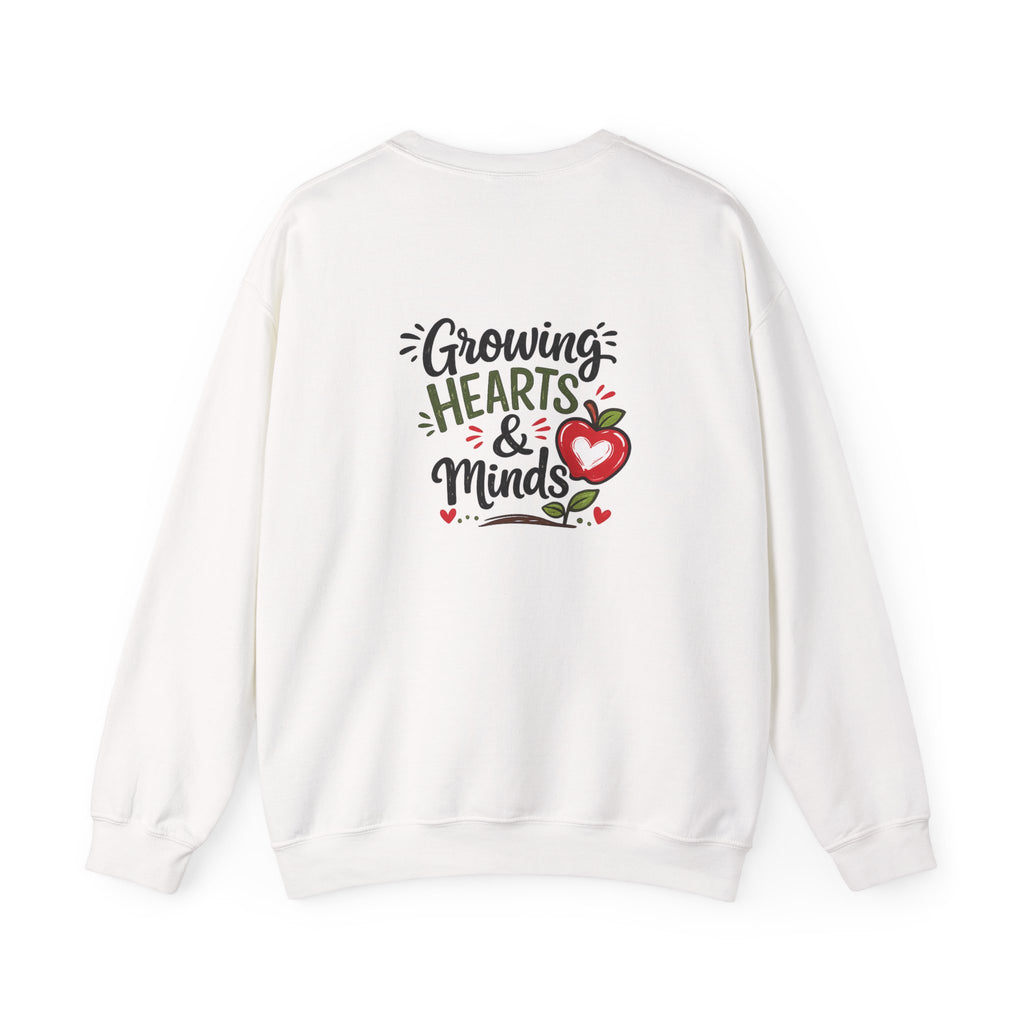 Teacher Sweatshirt — "Teachers Plant Seeds That Grow Forever" Apple Crewneck (Growing Hearts & Minds)