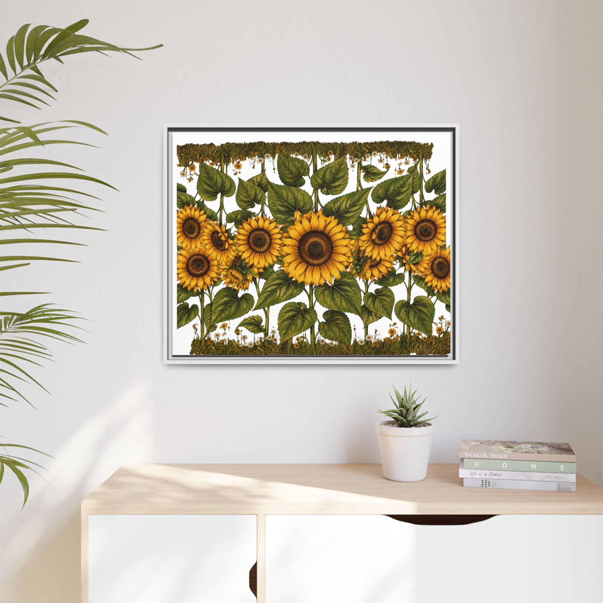 Framed Sunflower Canvas Print — Matte Floral Wall Art