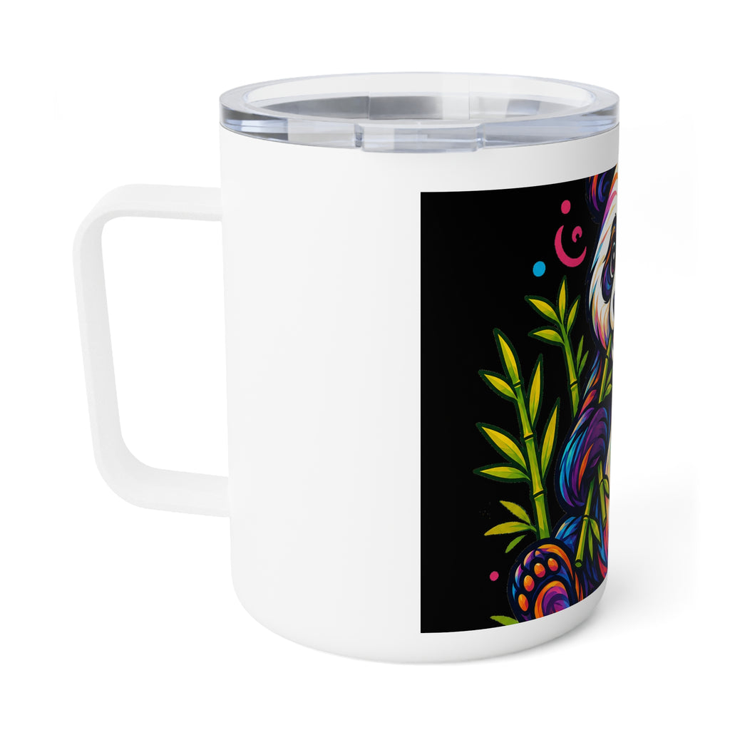 Colorful Panda Insulated Coffee Mug — 10oz Cute Bamboo Wildlife Travel Tumbler