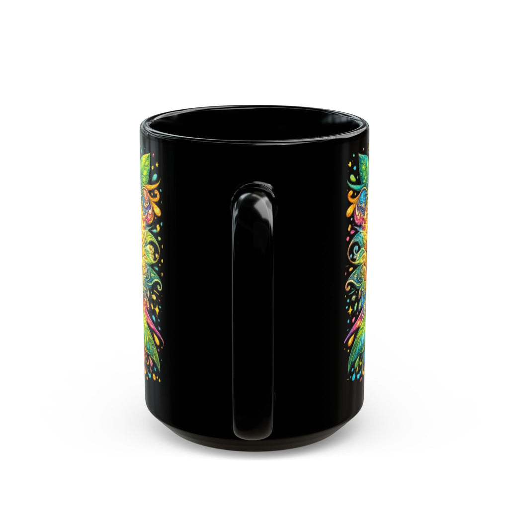 Sunflower Mandala Black Mug — Vibrant Floral Coffee Cup (11oz & 15oz)
