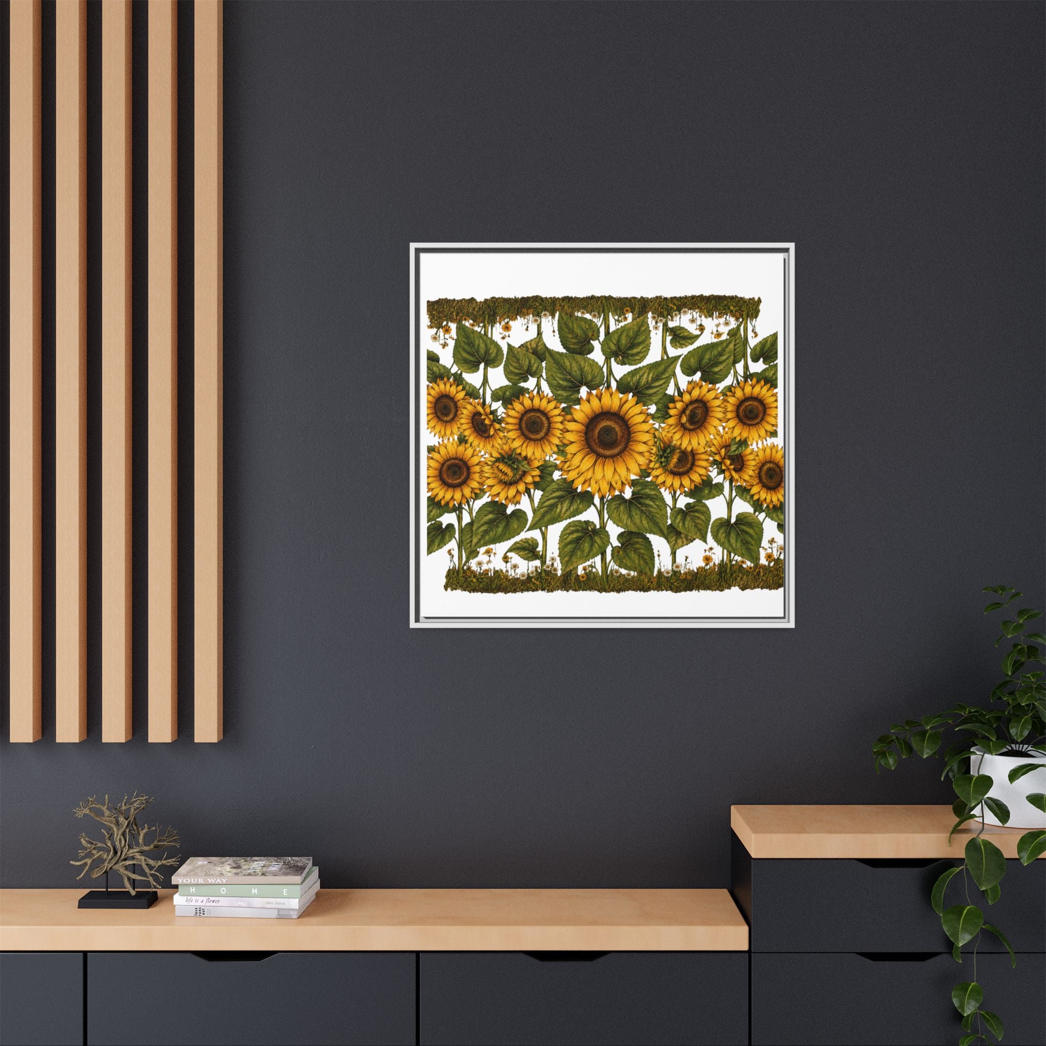 Framed Sunflower Canvas Print — Matte Floral Wall Art