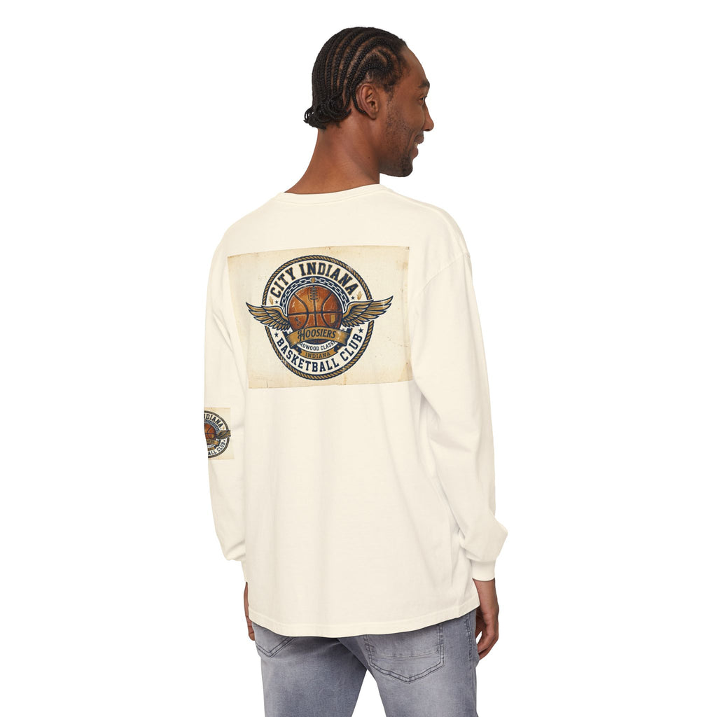 Basketball Club Long Sleeve Tee — City Indiana Winged Ball Graphic