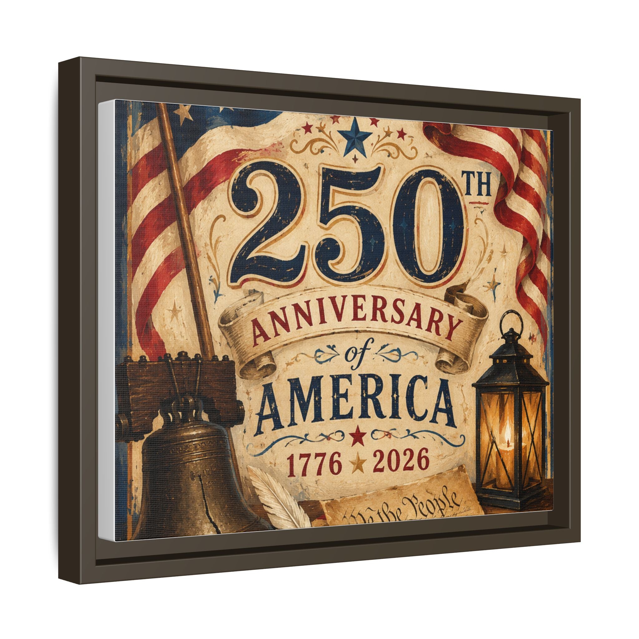 250th Anniversary of America Framed Canvas Print — Patriotic 1776–2026 Wall Art