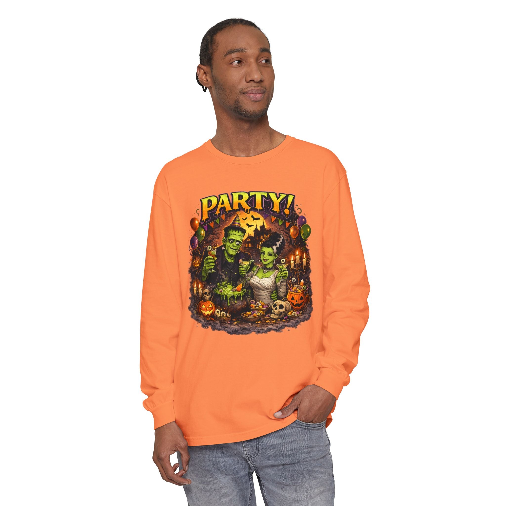 Mr. & Mrs. Frankenstein Halloween Monster Party Long Sleeve T-Shirt