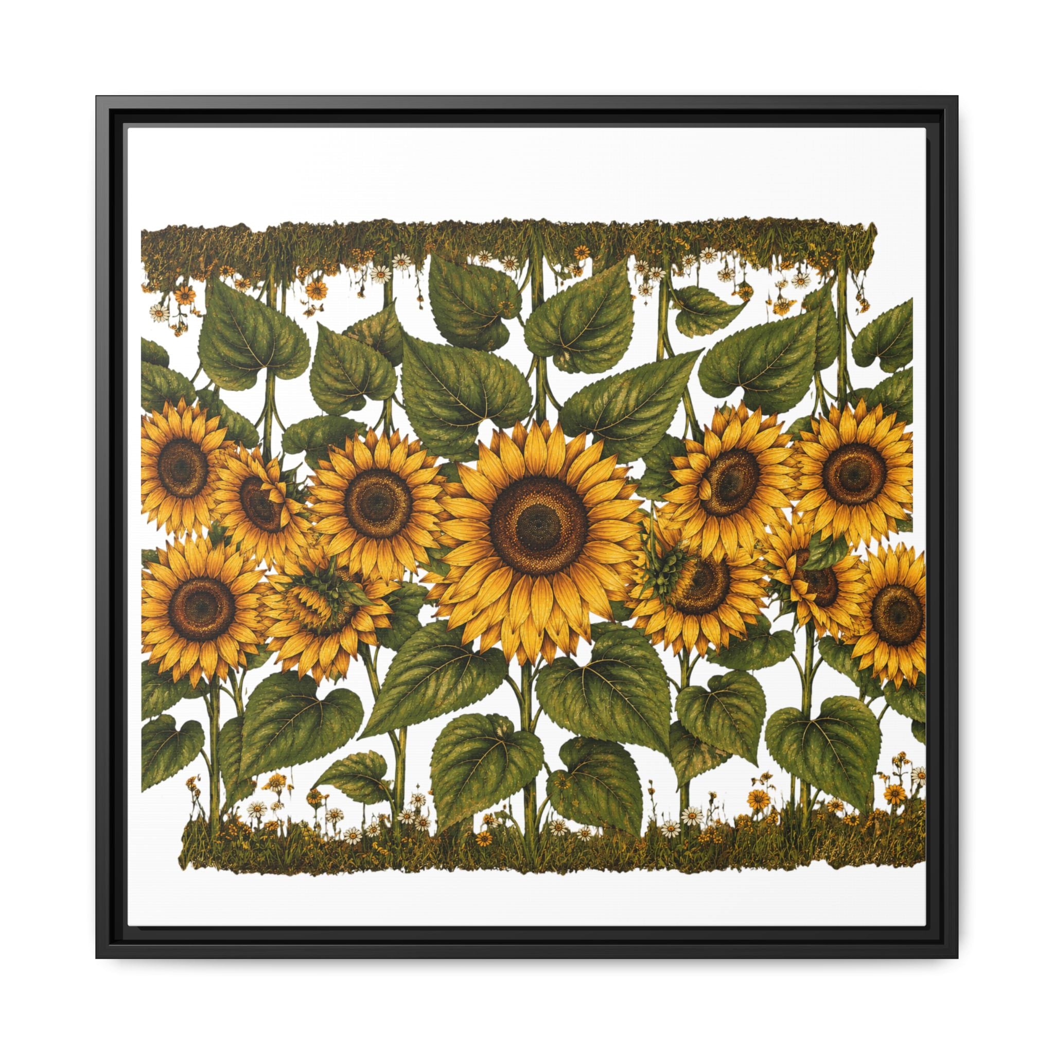 Framed Sunflower Canvas Print — Matte Floral Wall Art
