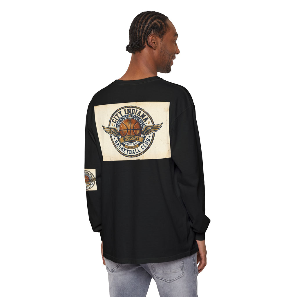 Basketball Club Long Sleeve Tee — City Indiana Winged Ball Graphic