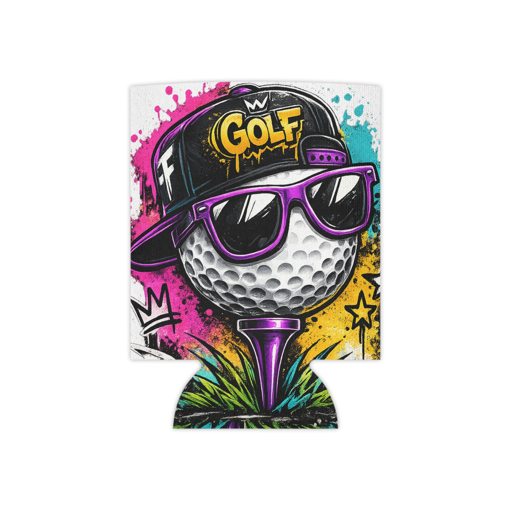 Golf Ball Graffiti Can Cooler — Colorful Retro Golf Koozie