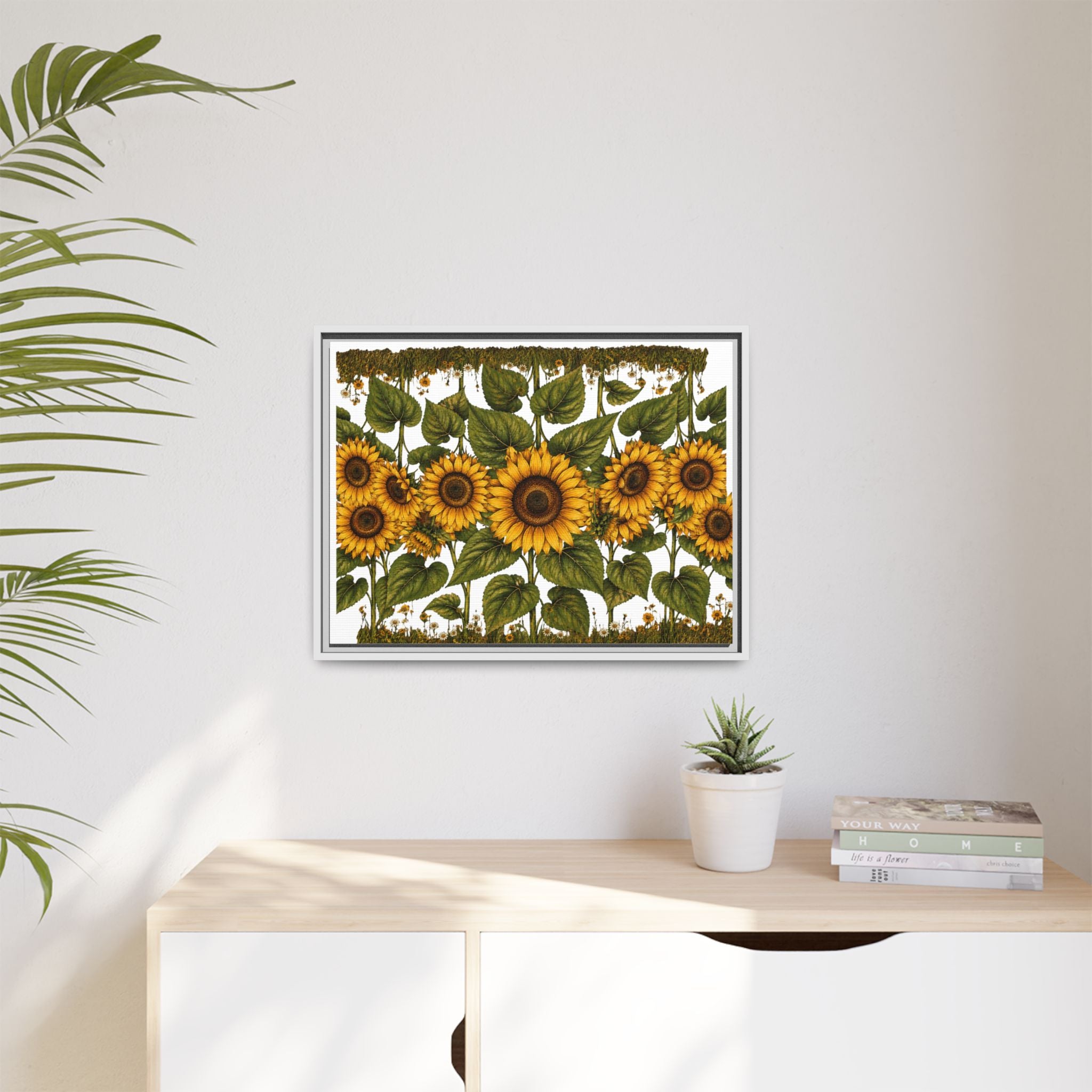 Framed Sunflower Canvas Print — Matte Floral Wall Art