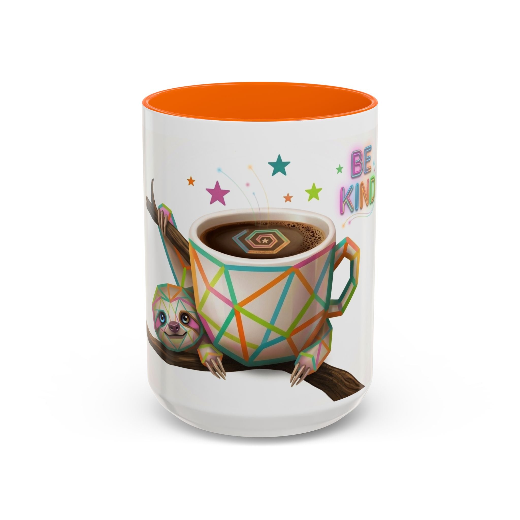 Be Kind Sloth Coffee Mug — Colorful Accent Ceramic Cup (11/15oz)