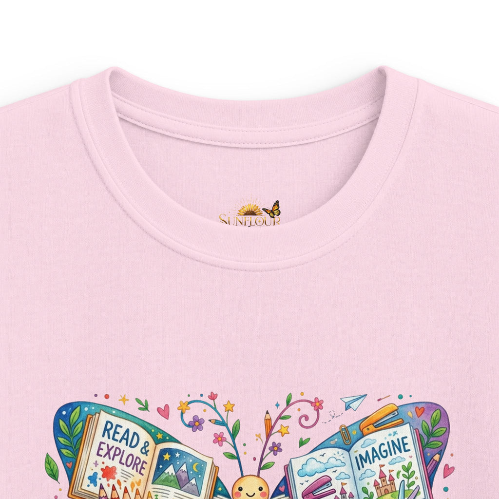 Kids Tee — "Read, Dream, Grow" Butterfly Reading Shirt