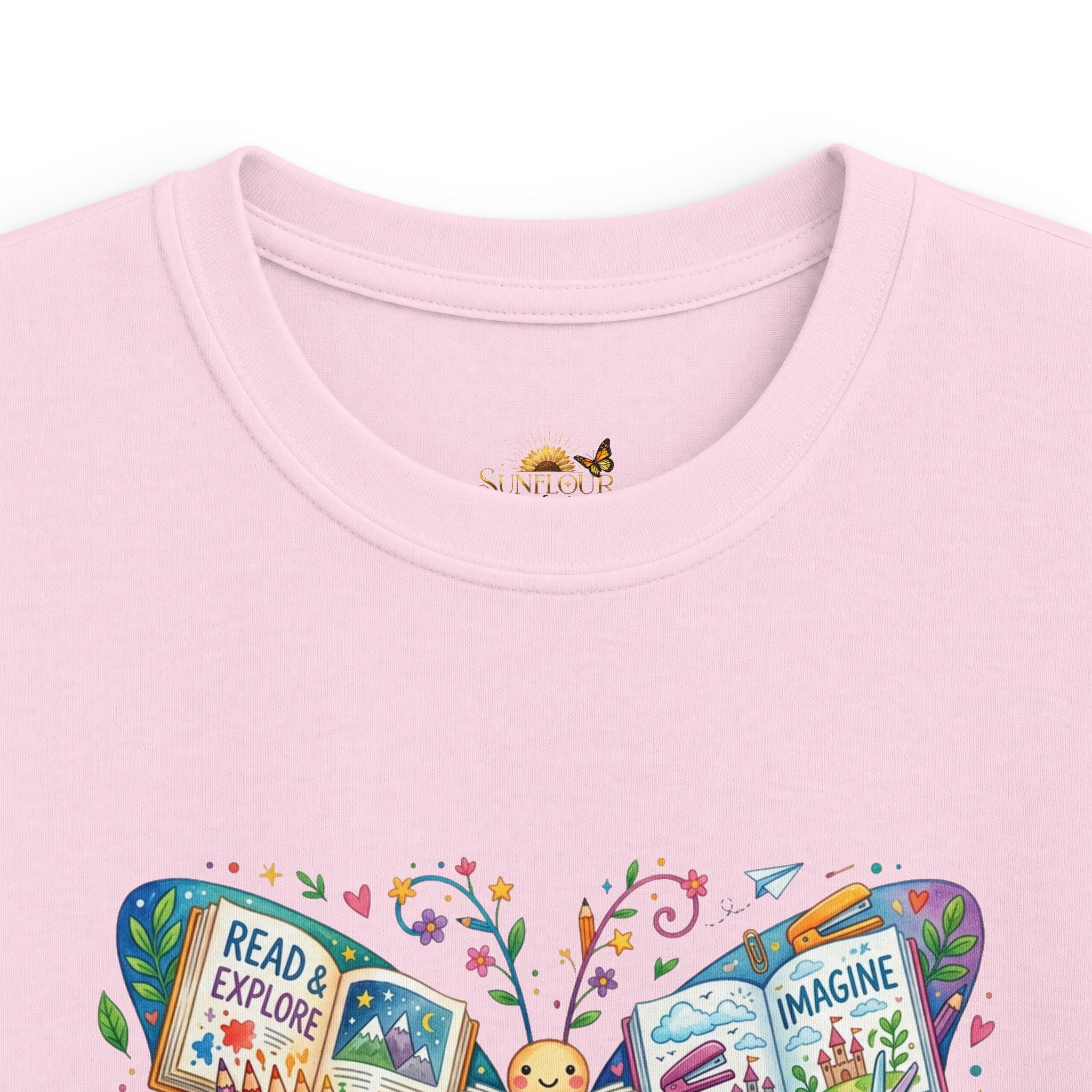 Kids Tee — "Read, Dream, Grow" Butterfly Reading Shirt