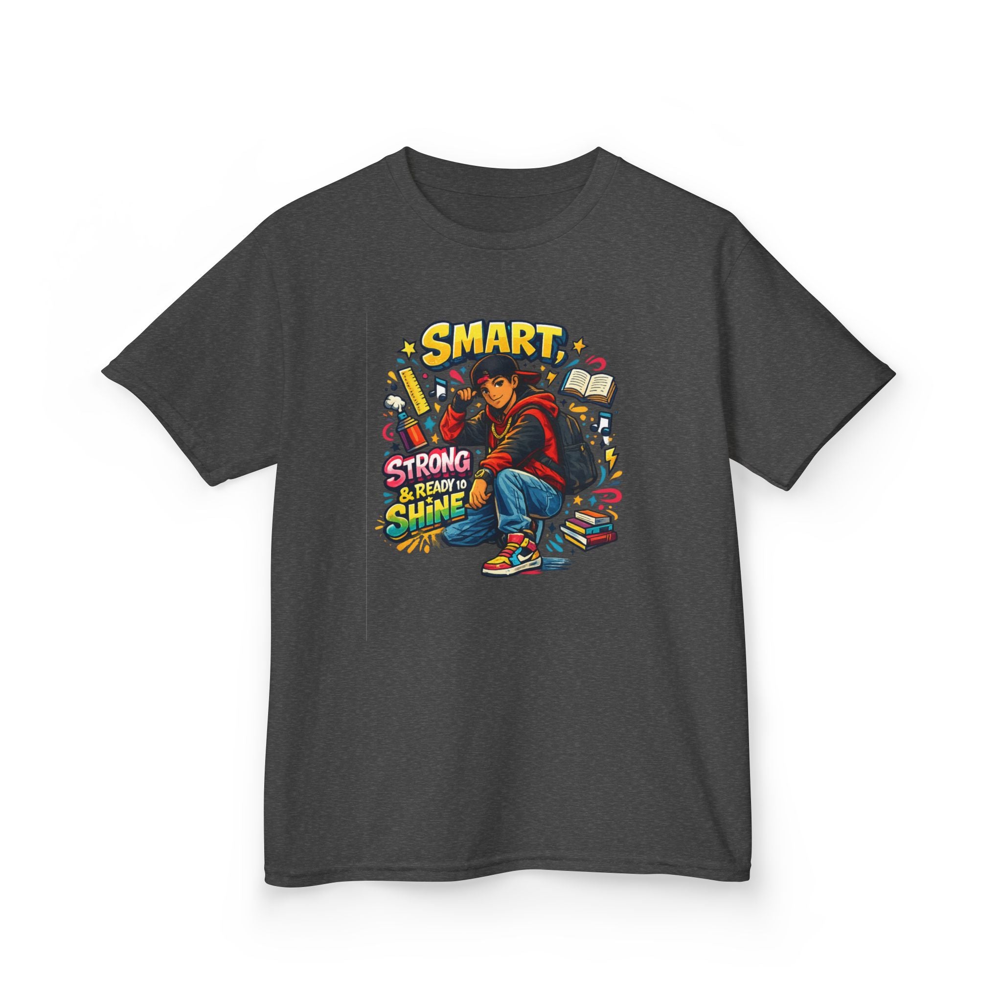 Kids Tee — "Smart, Strong, Ready to Shine" School Motivation Graphic