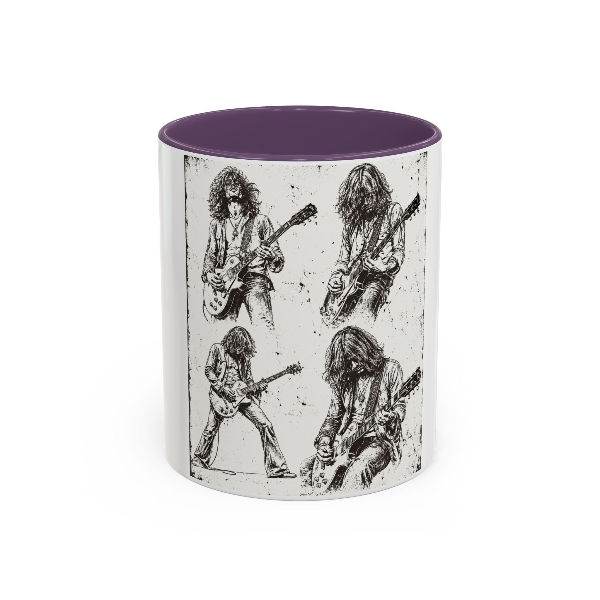 Rock Guitarist Sketch Accent Coffee Mug — Vintage Band Art 11/15oz