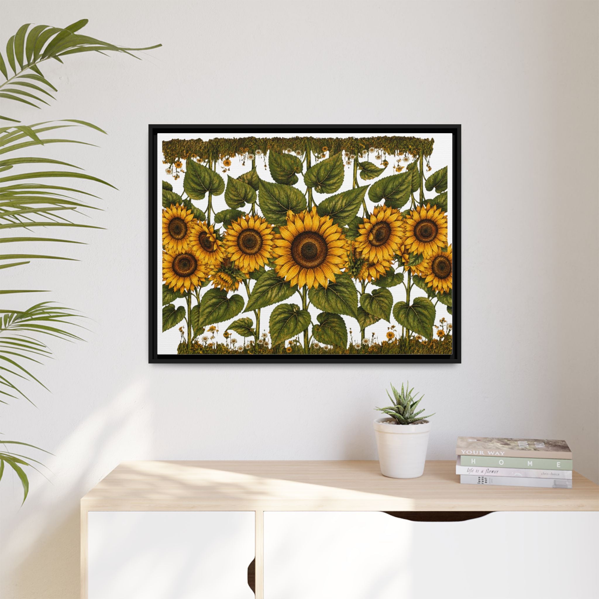 Framed Sunflower Canvas Print — Matte Floral Wall Art