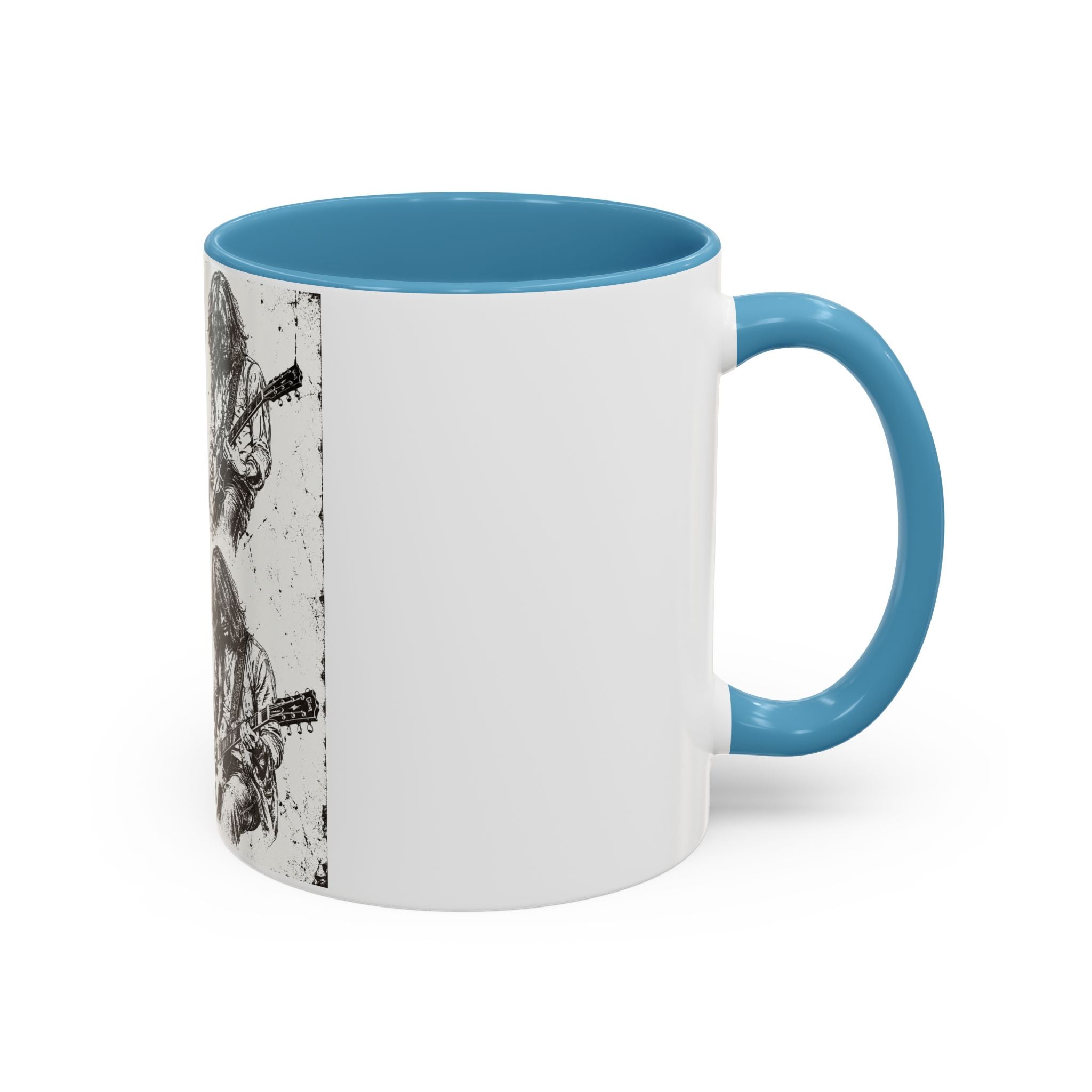 Rock Guitarist Sketch Accent Coffee Mug — Vintage Band Art 11/15oz