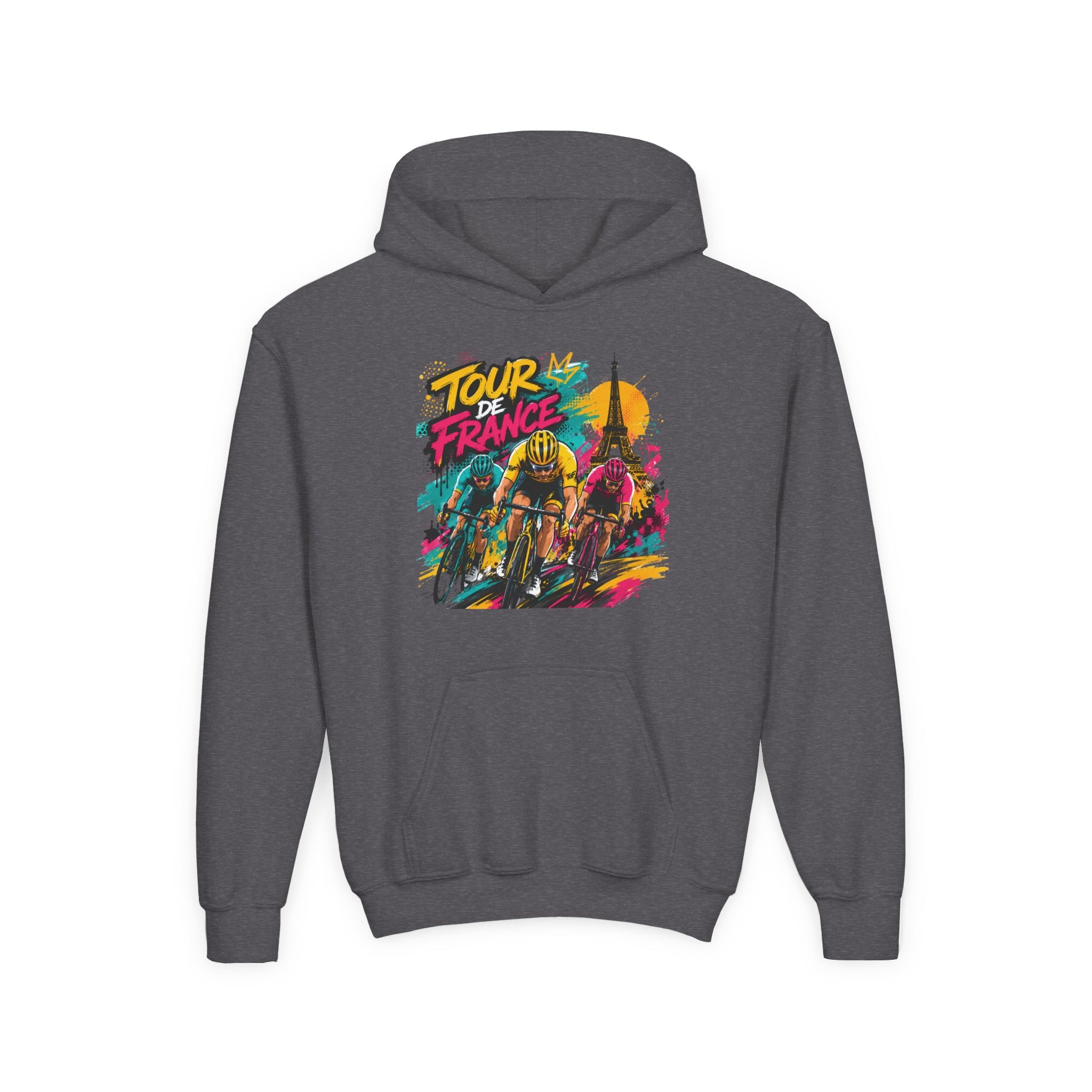 Tour de France Youth Hoodie — Colorful Cycling Graphic Sweatshirt
