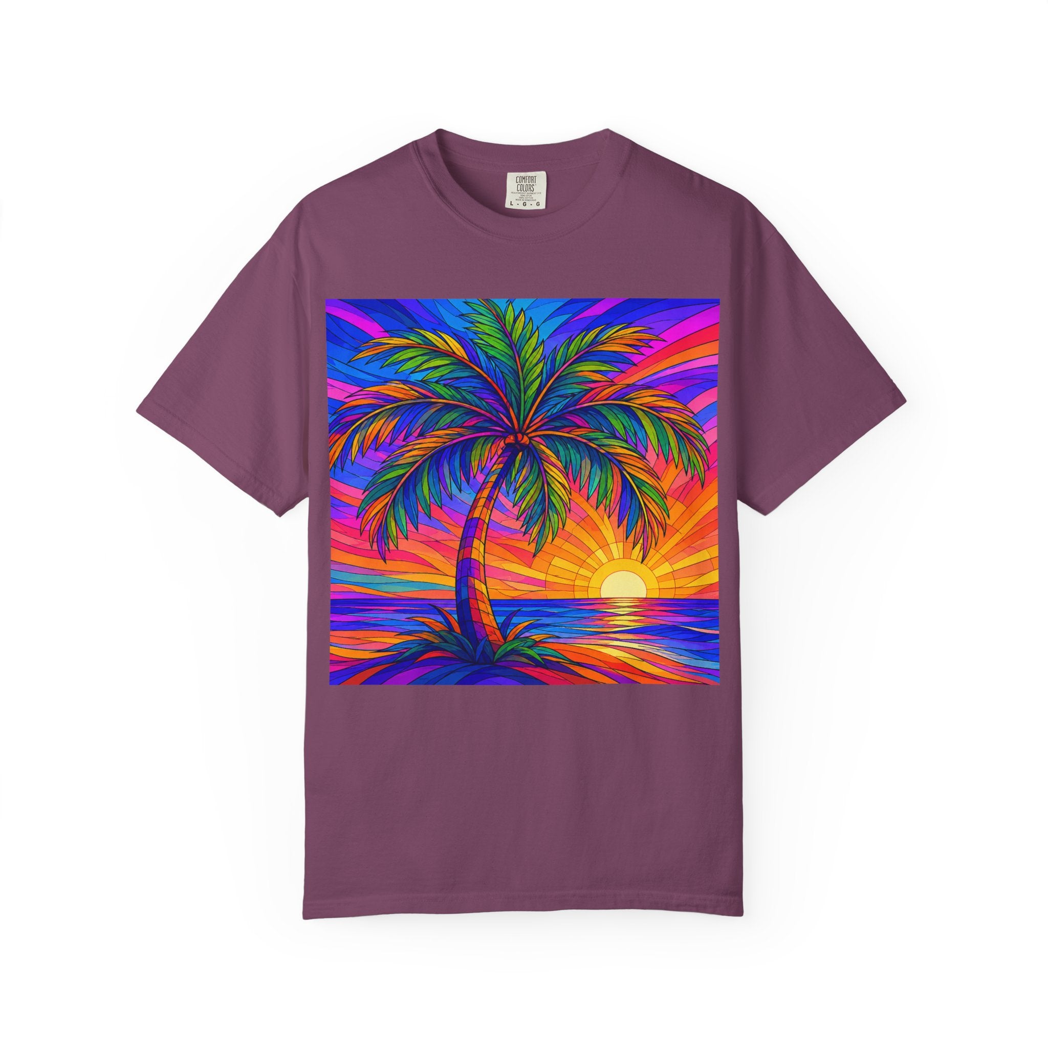 Sunset Palm T-Shirt — Vibrant Tropical Beach Tee