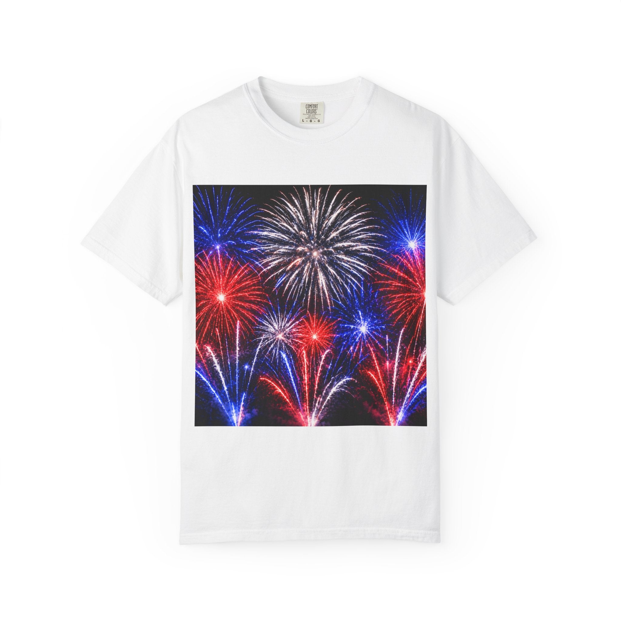 Fireworks Celebration T-Shirt — Red, White & Blue Festival Graphic