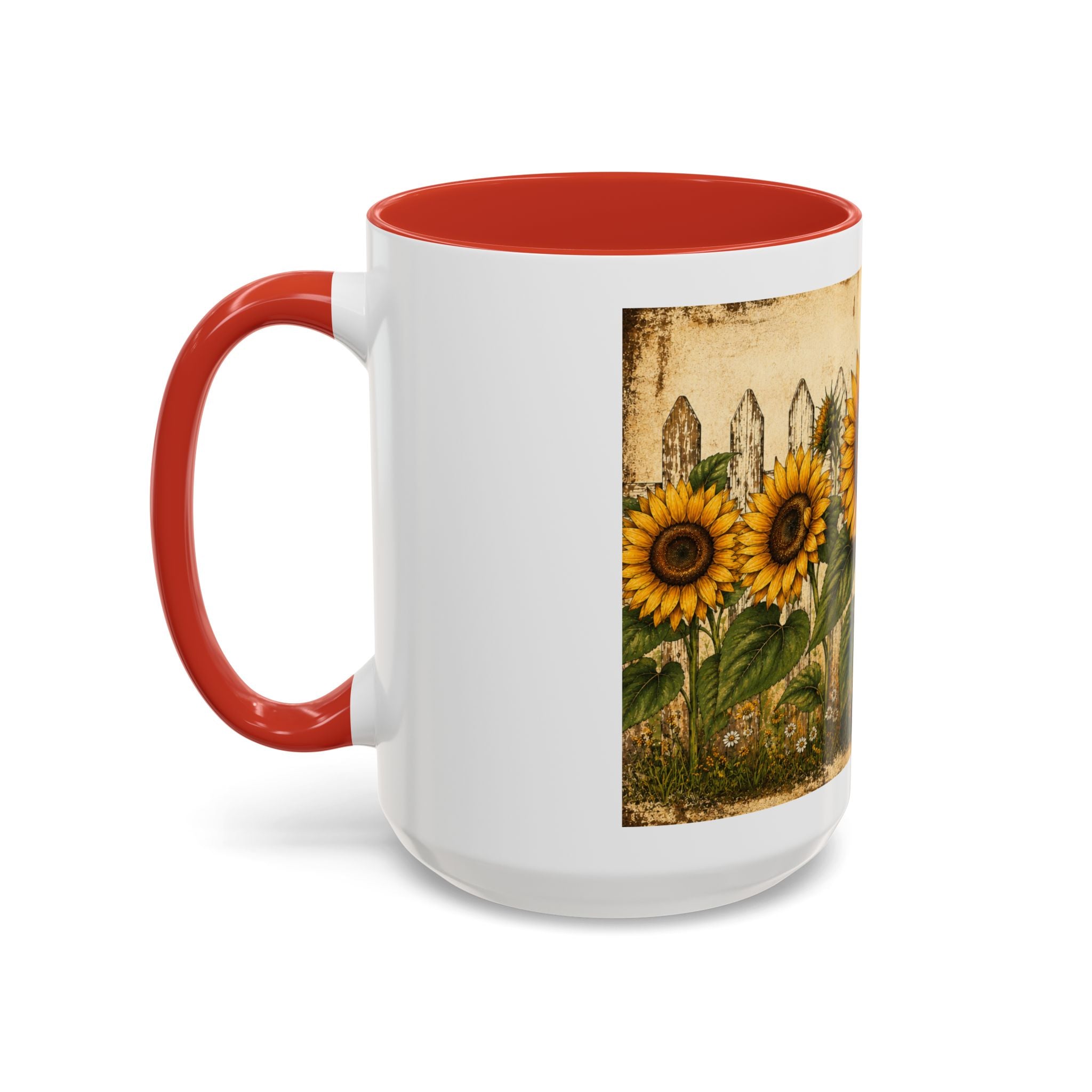 Sunflower Garden Coffee Mug — Vintage Farmhouse Floral Accent Mug