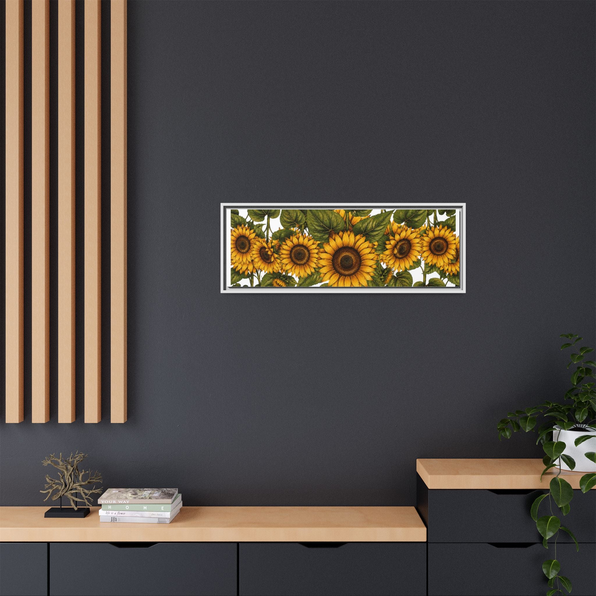 Framed Sunflower Canvas Print — Matte Floral Wall Art