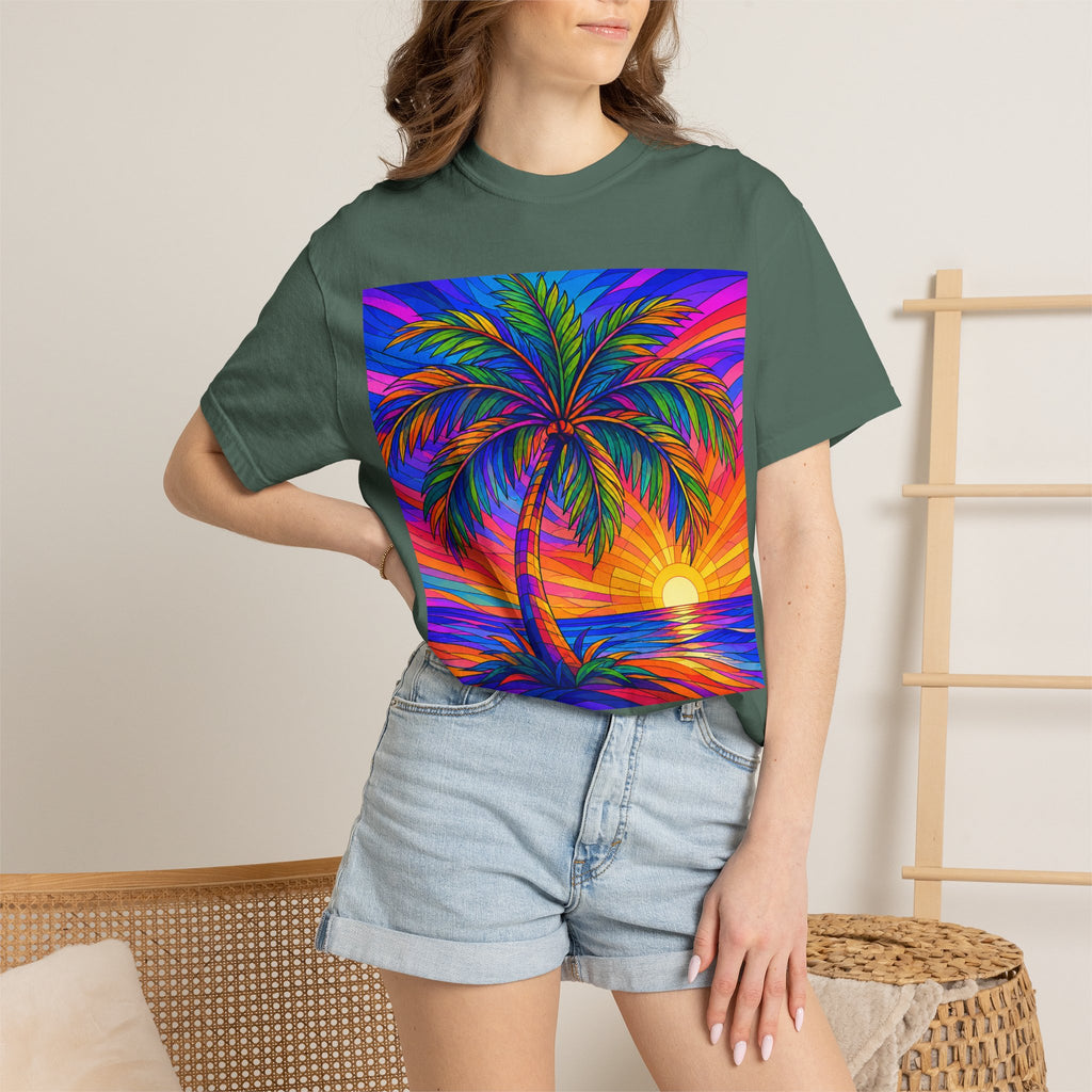 Sunset Palm T-Shirt — Vibrant Tropical Beach Tee
