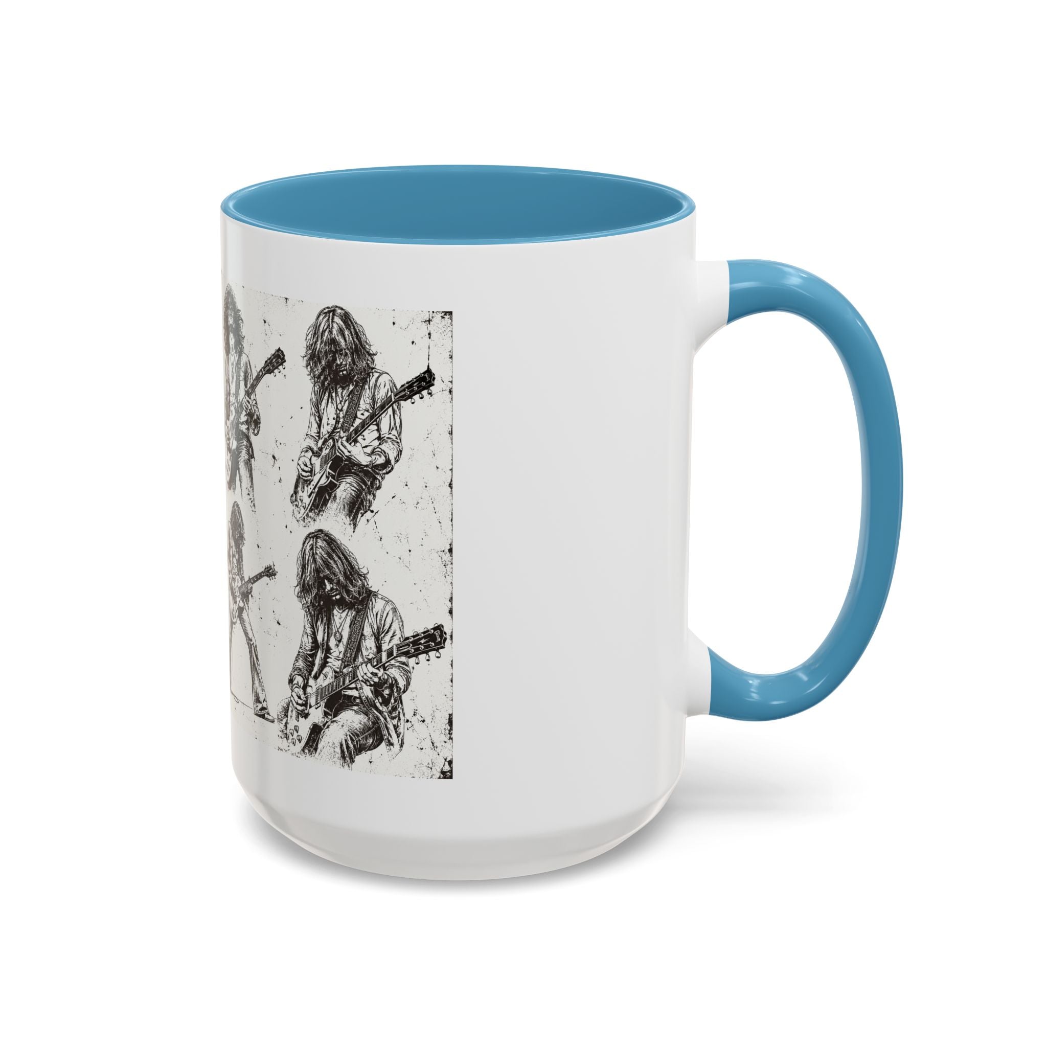 Rock Guitarist Sketch Accent Coffee Mug — Vintage Band Art 11/15oz