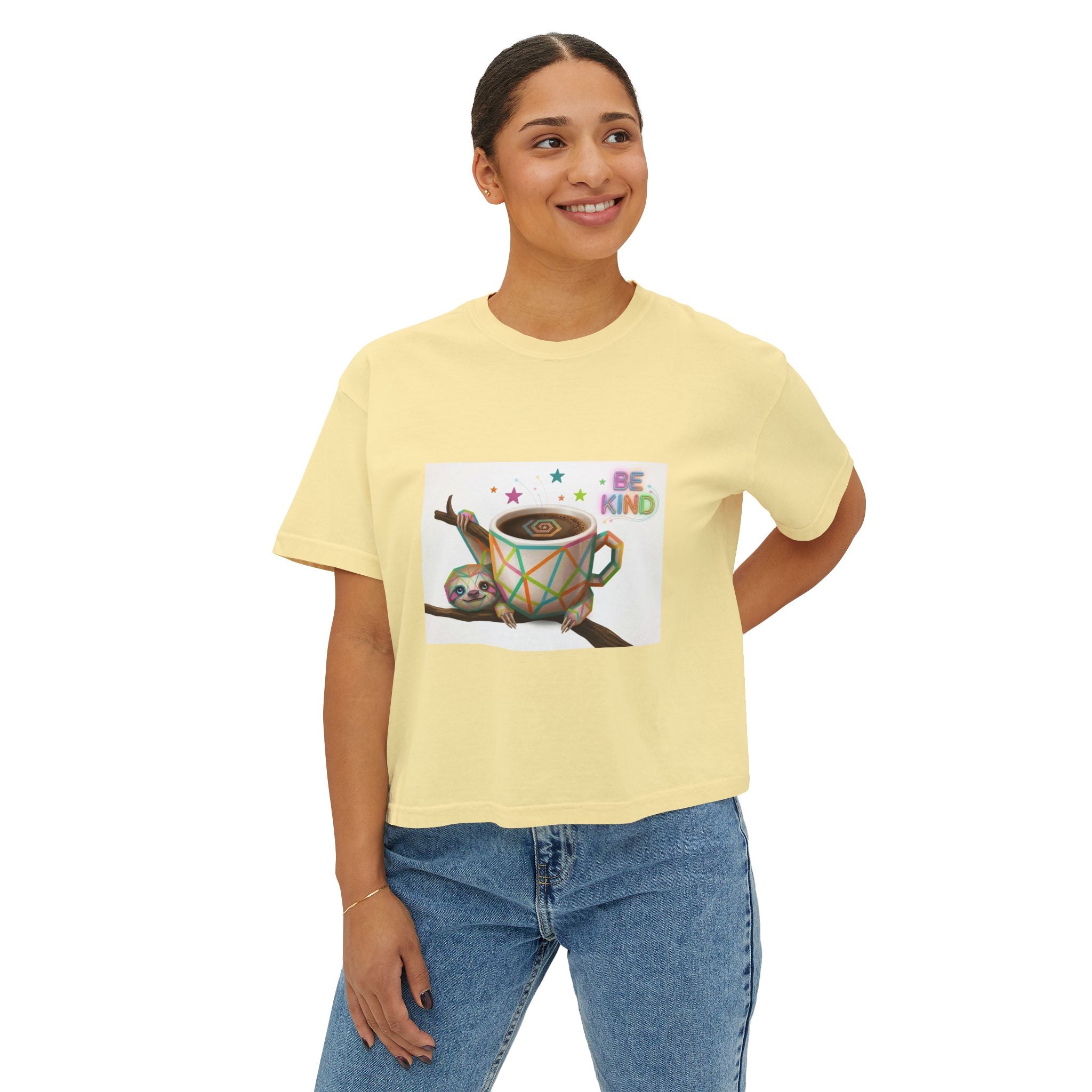 Cute Shiba Inu Coffee Tee — 'in my urge to walk out' Women's Boxy T-Shirt