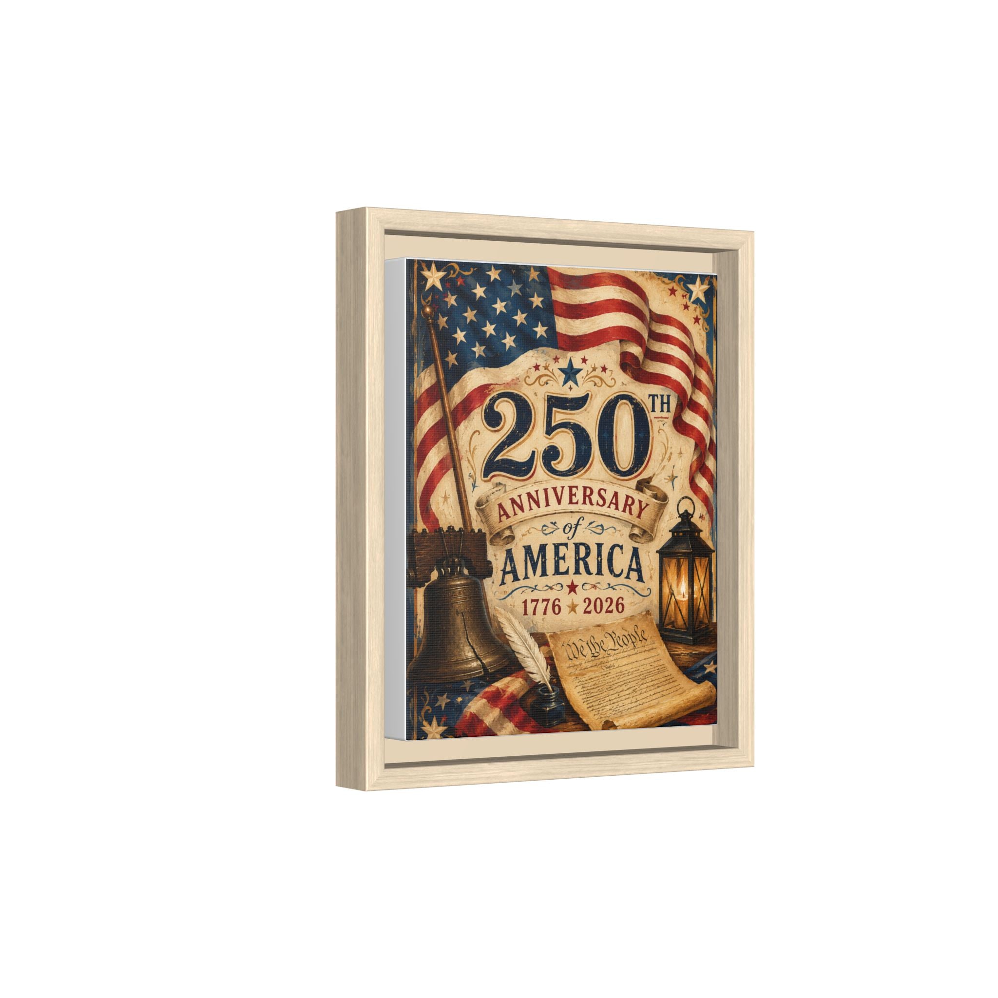 250th Anniversary of America Framed Canvas Print — Patriotic 1776–2026 Wall Art
