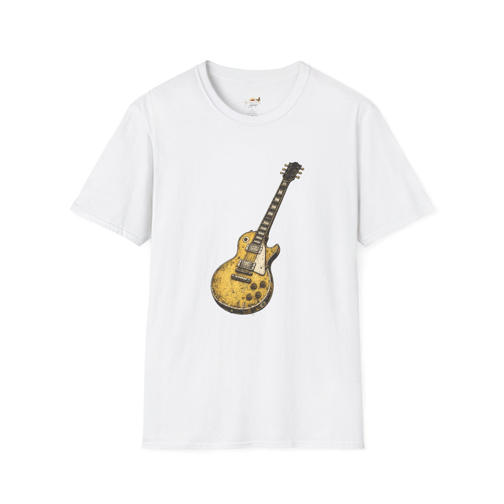 Guitar Illustration T-Shirt — Vintage Les Paul Graphic Tee for Music Lovers