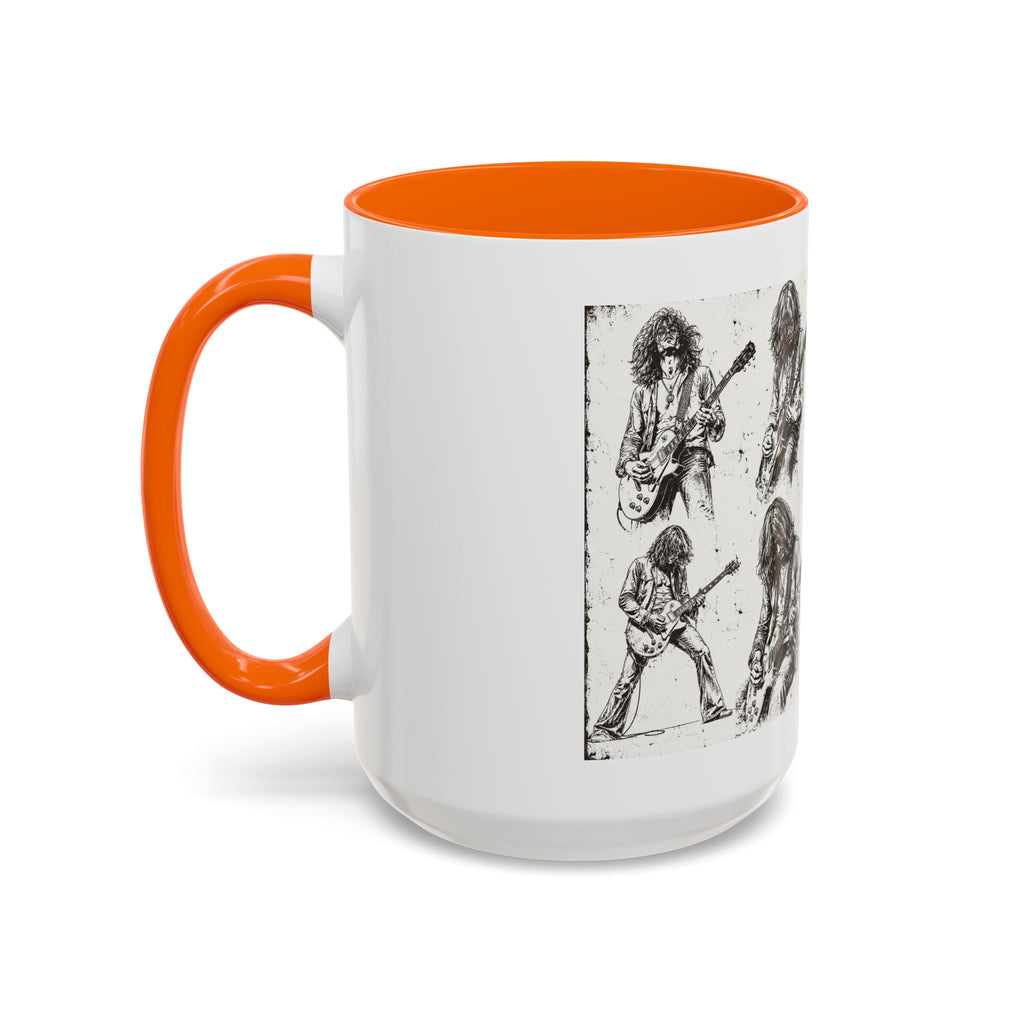 Rock Guitarist Sketch Accent Coffee Mug — Vintage Band Art 11/15oz