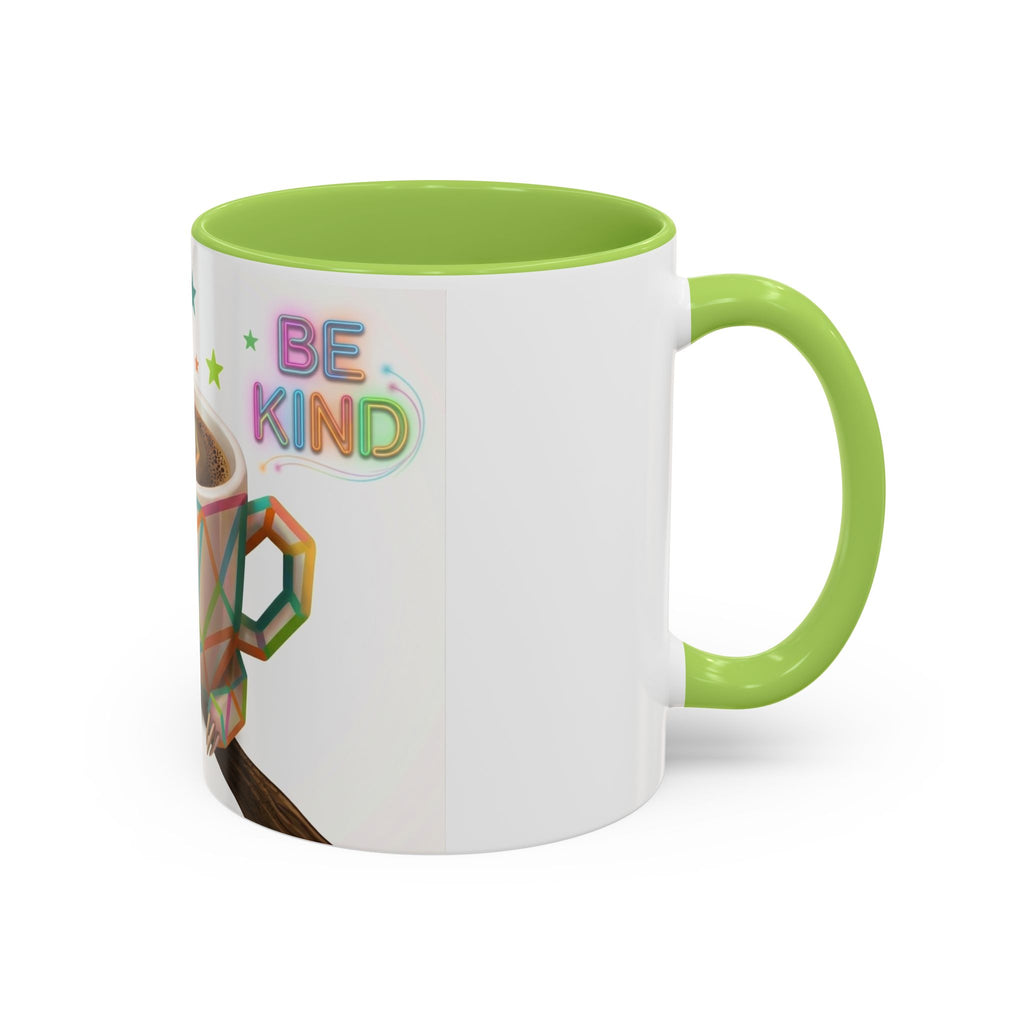 Be Kind Sloth Coffee Mug — Colorful Accent Ceramic Cup (11/15oz)