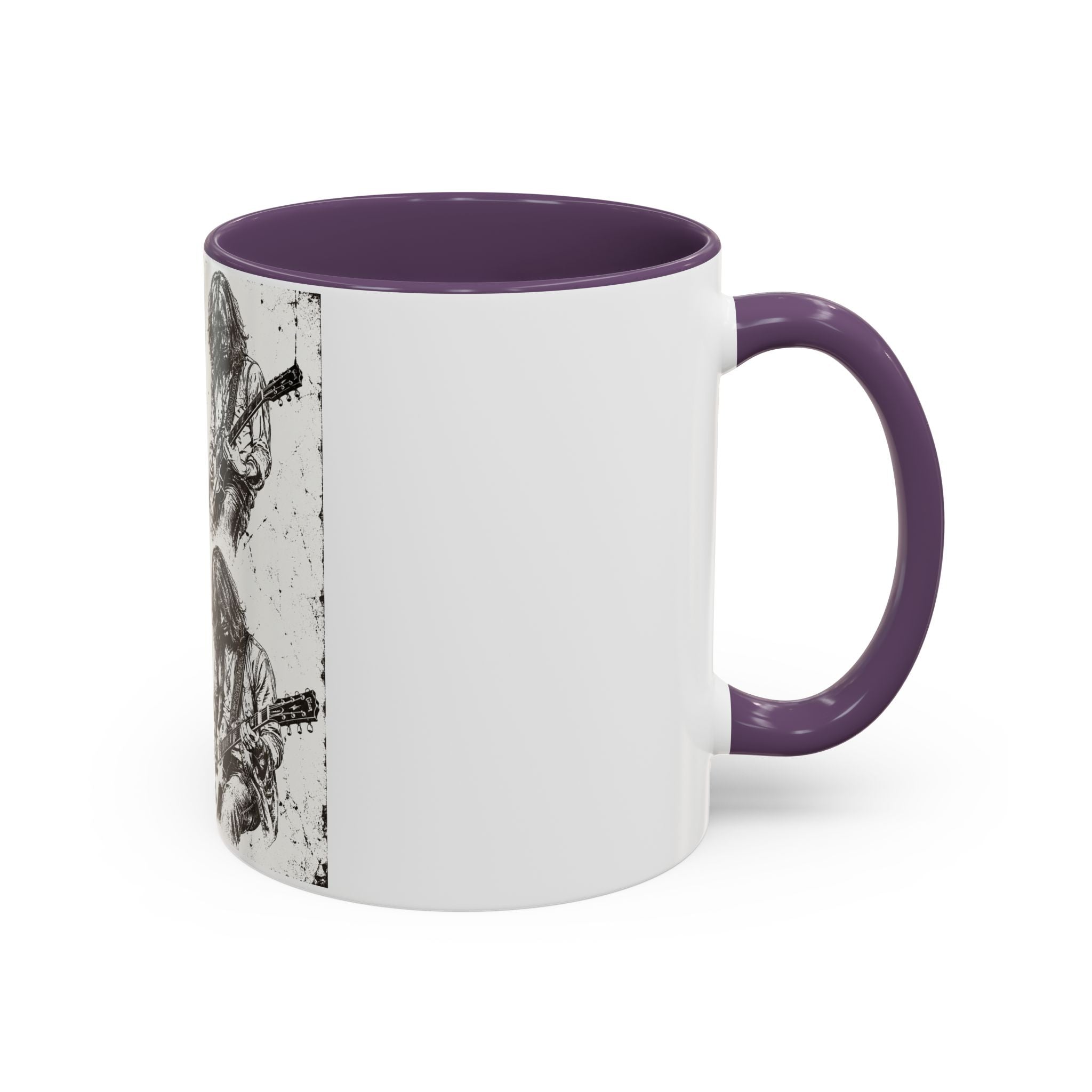 Rock Guitarist Sketch Accent Coffee Mug — Vintage Band Art 11/15oz