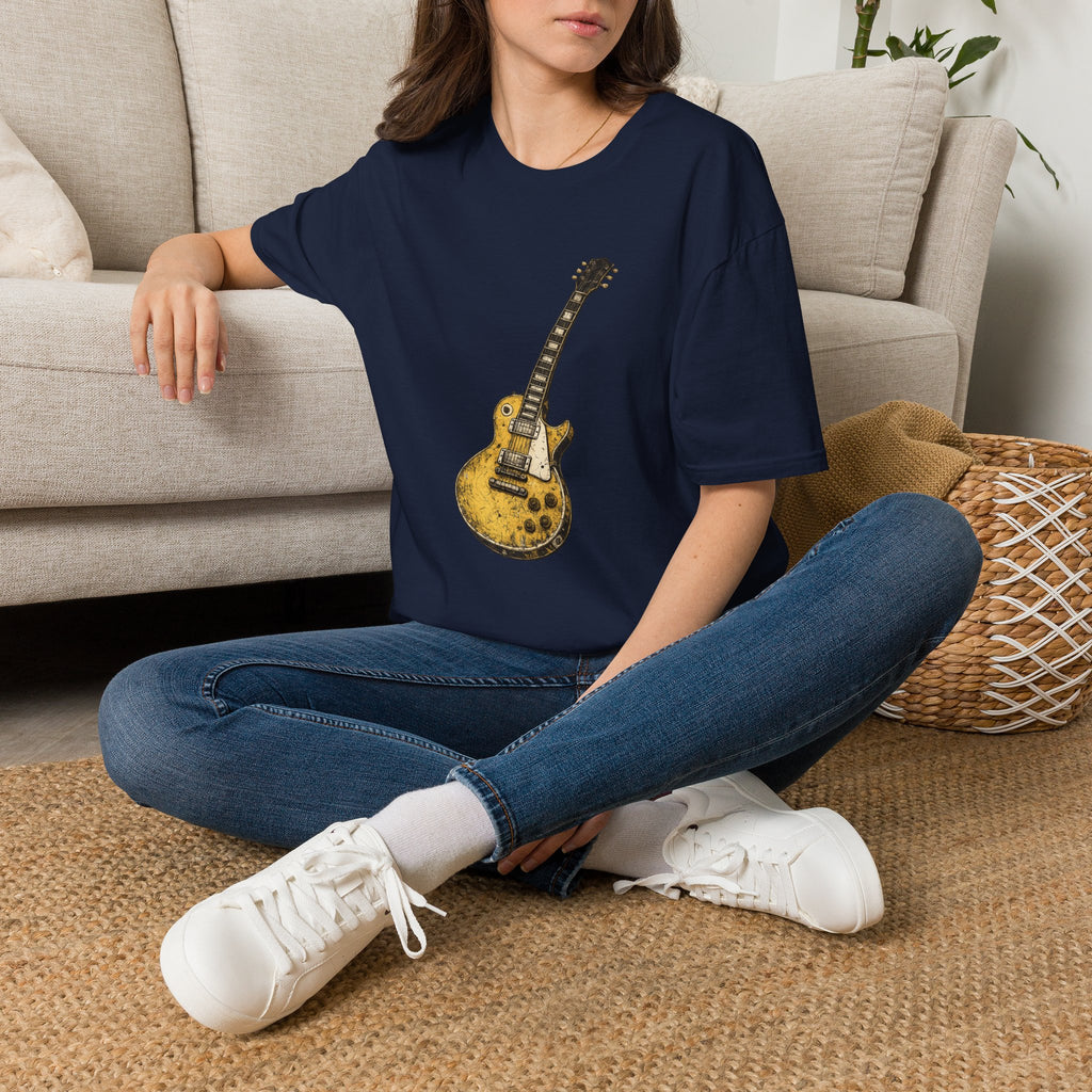 Guitar Illustration T-Shirt — Vintage Les Paul Graphic Tee for Music Lovers