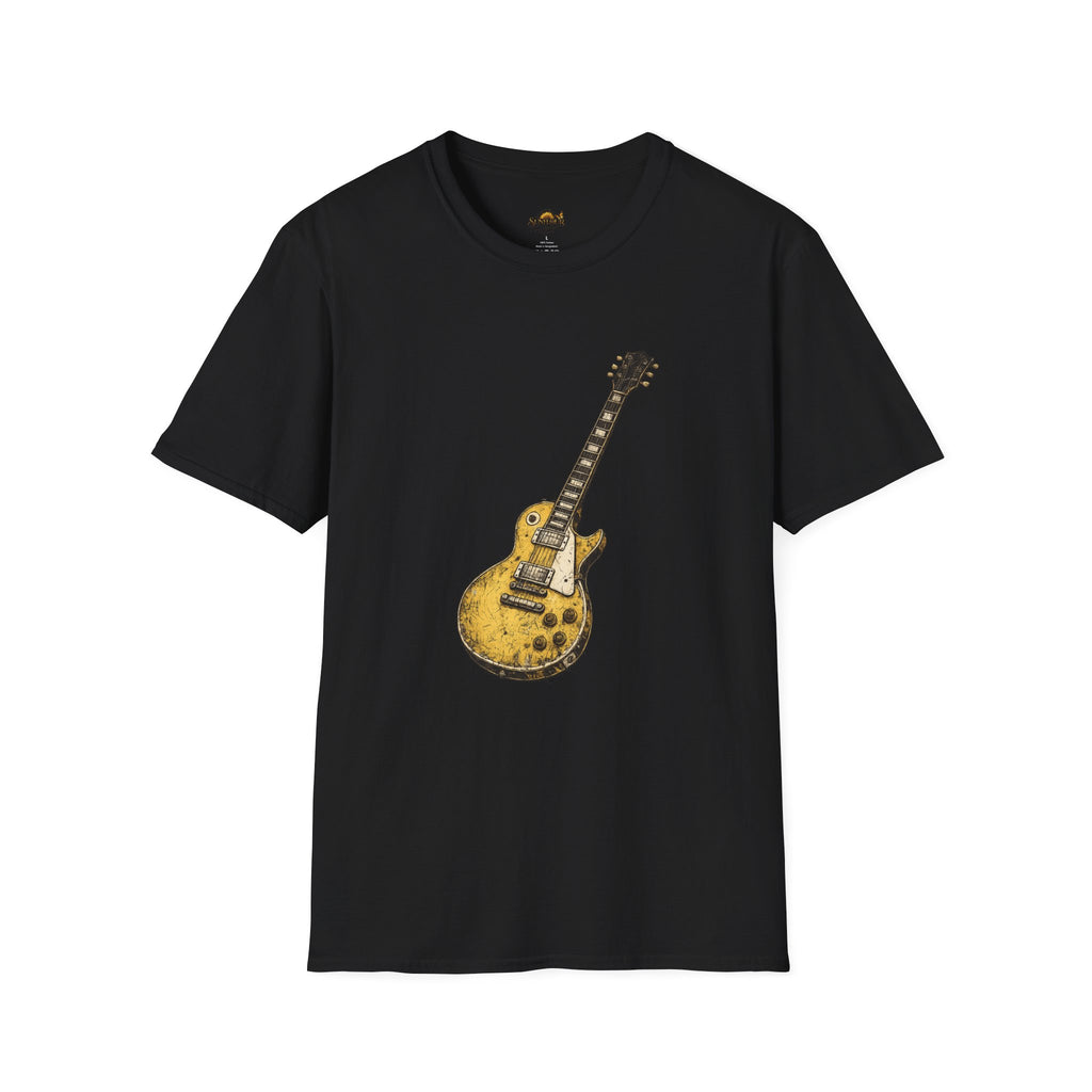 Guitar Illustration T-Shirt — Vintage Les Paul Graphic Tee for Music Lovers